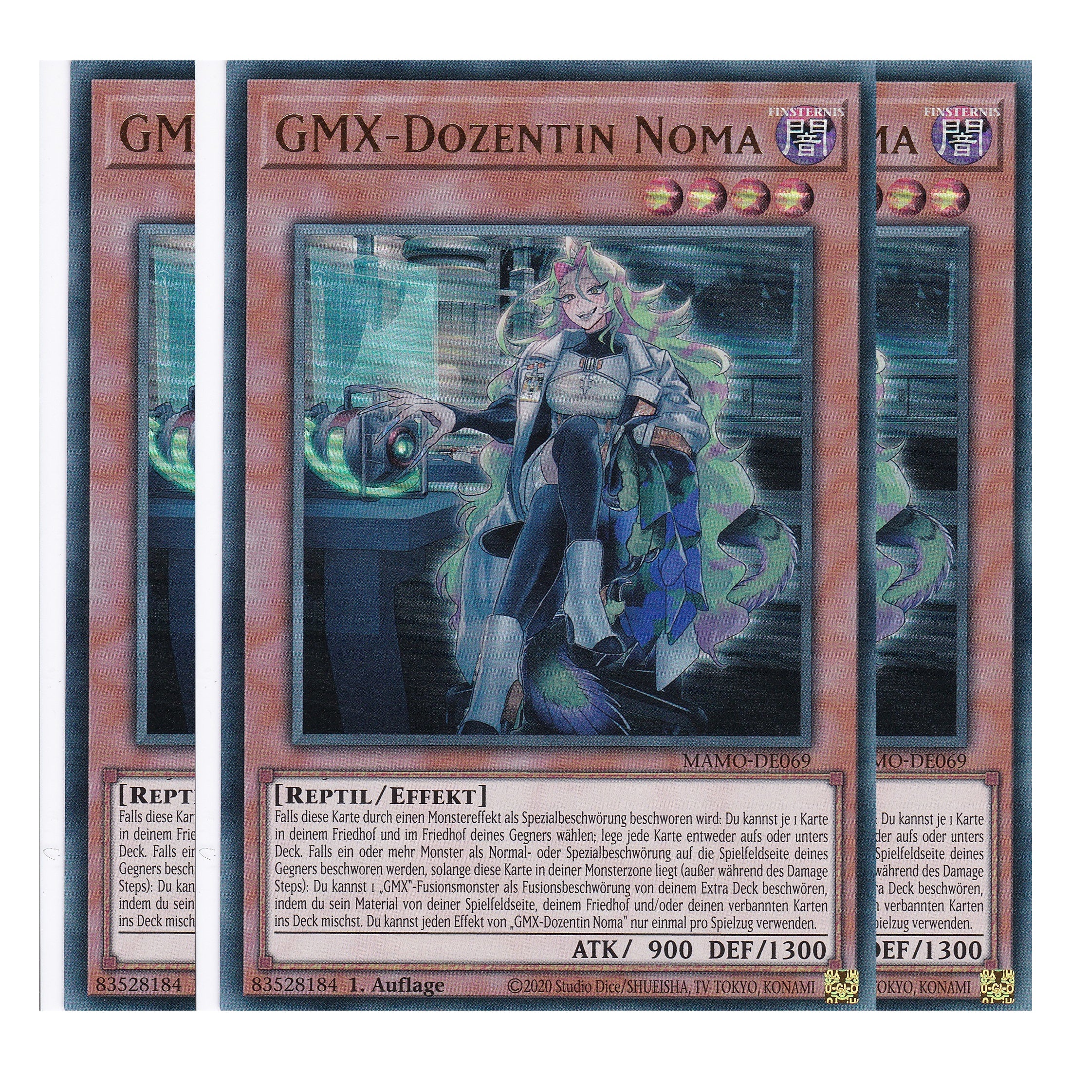 MAMO-DE069 - GMX-Dozentin Noma - Ultra Rare - Deutsch - 1. Auflage - Magnificent Monsters - Playset (3 Kopien) - Yu-Gi-Oh!