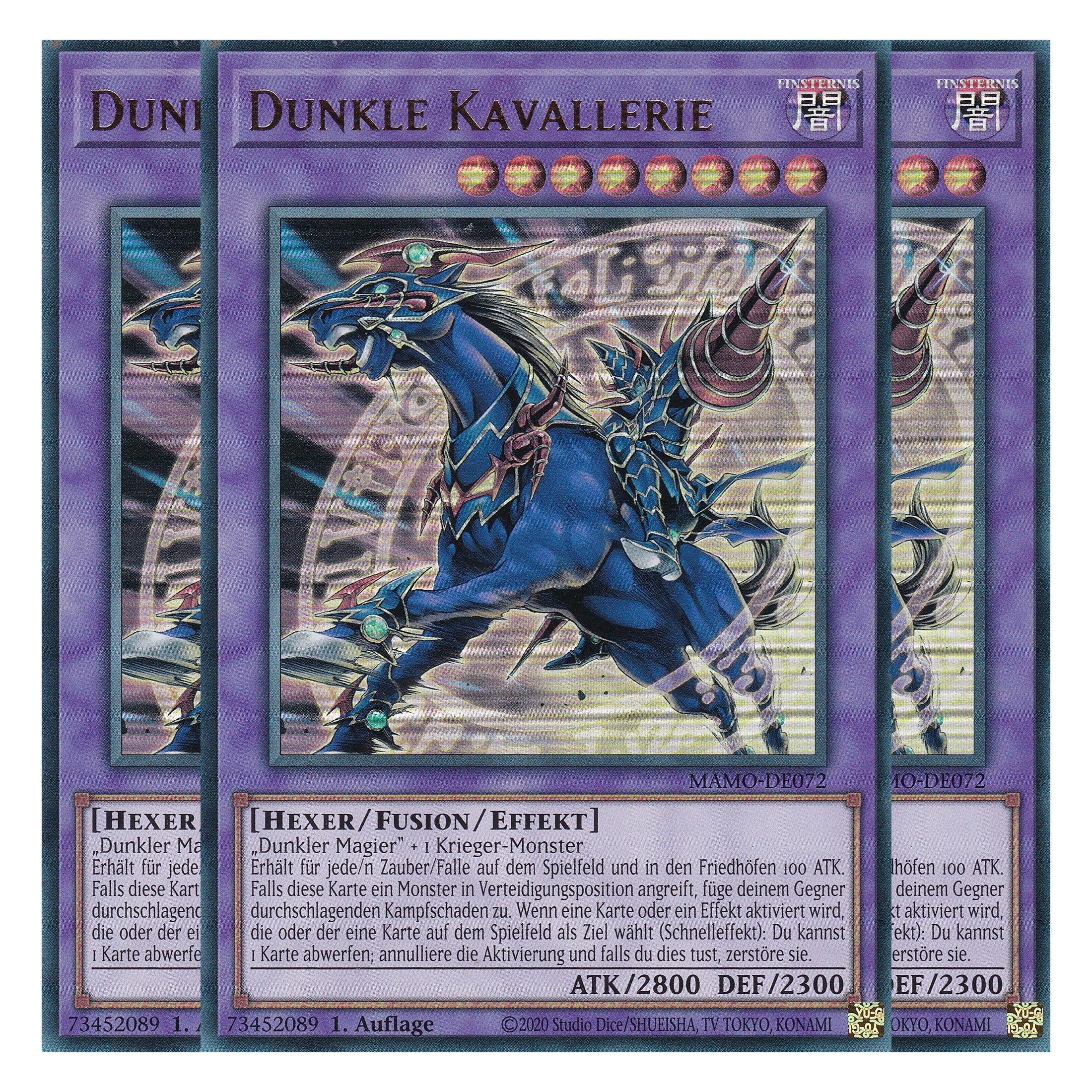 MAMO-DE072 - Dunkle Kavallerie - Ultra Rare - Deutsch - 1. Auflage - Magnificent Monsters - Playset (3 Kopien) - Yu-Gi-Oh!