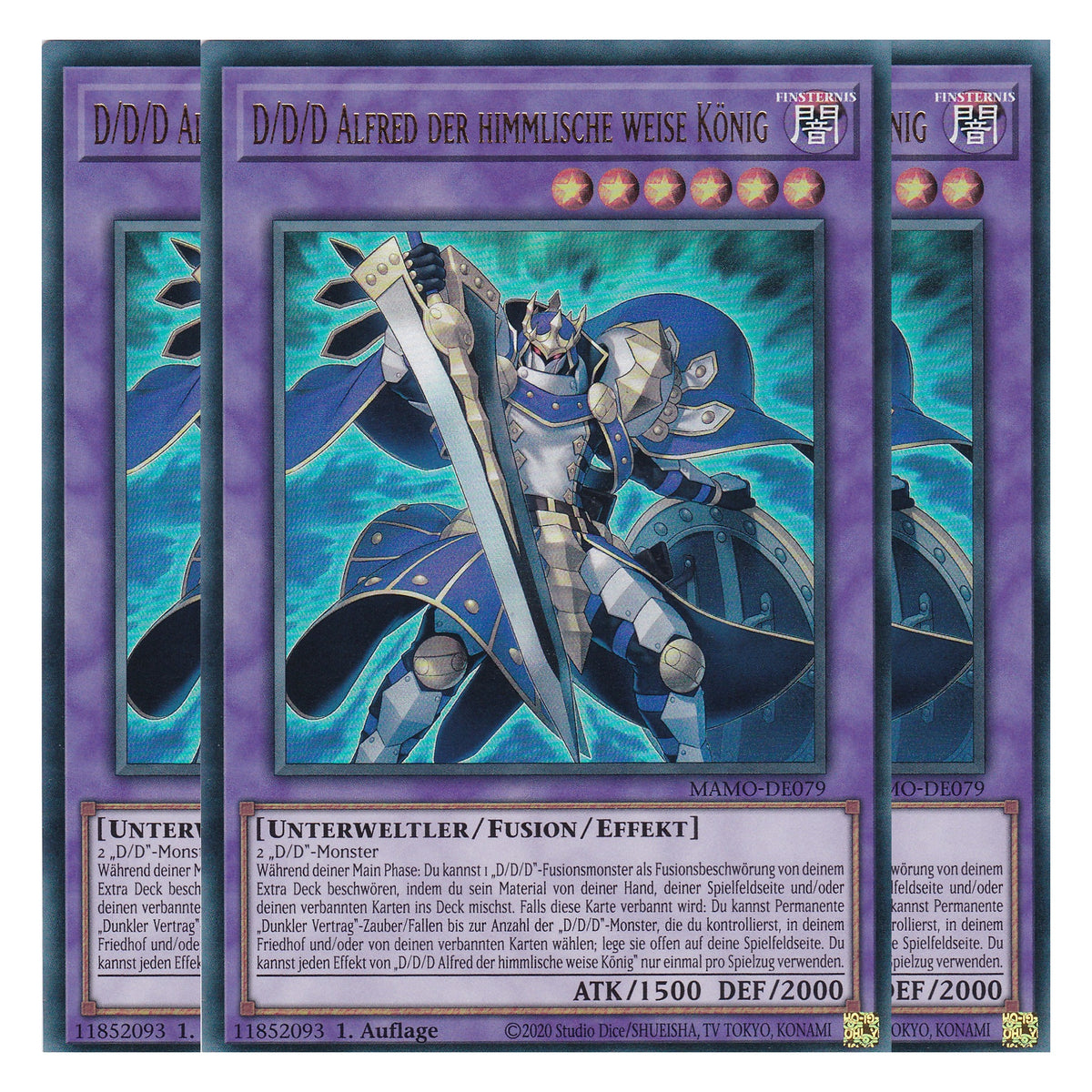 MAMO-DE079 - D/D/D Alfred der himmlische weise König - Ultra Rare - Deutsch - 1. Auflage - Magnificent Monsters - Playset (3 Kopien) - Yu-Gi-Oh!