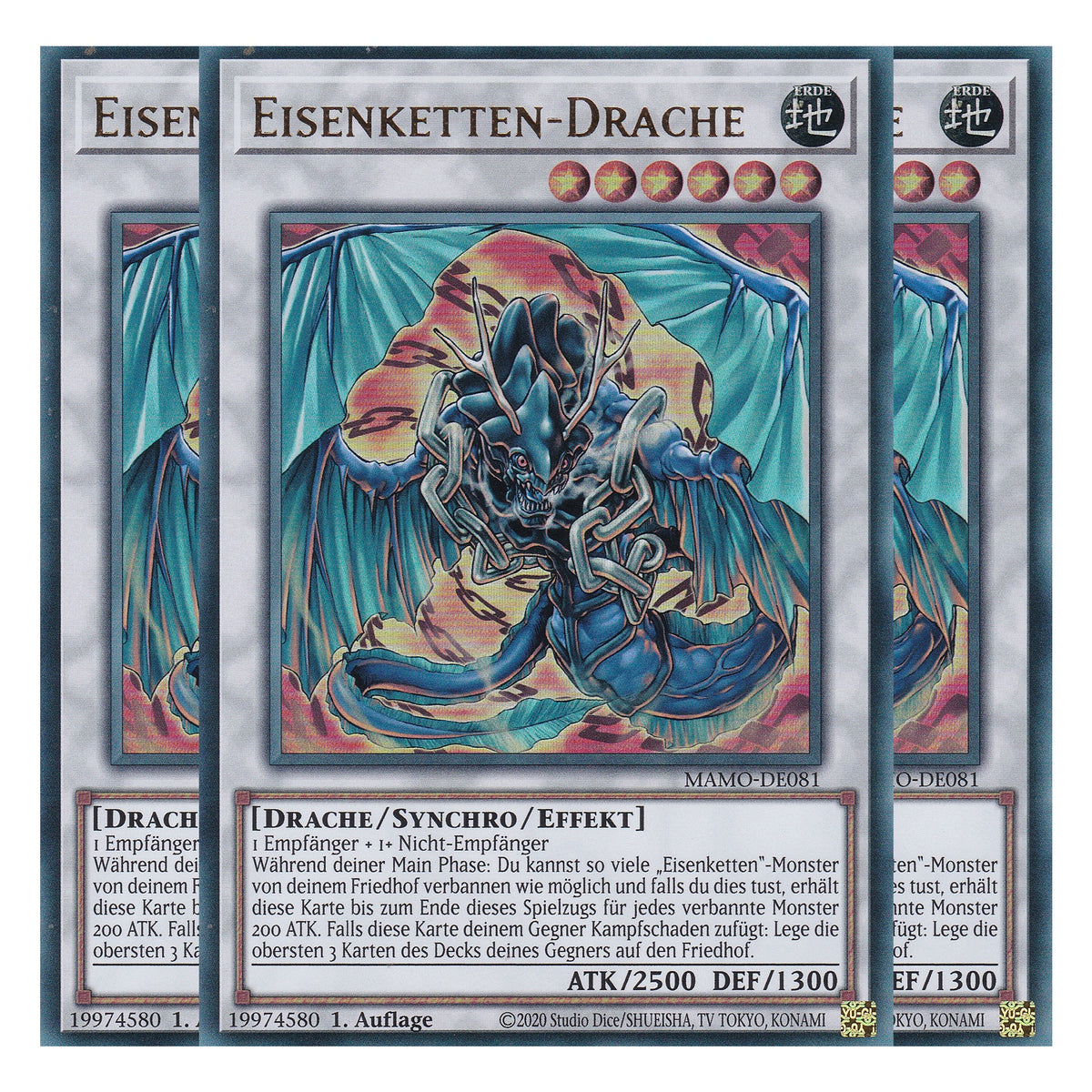 MAMO-DE081 - Eisenketten-Drache - Ultra Rare - Deutsch - 1. Auflage - Magnificent Monsters - Playset (3 Kopien) - Yu-Gi-Oh!