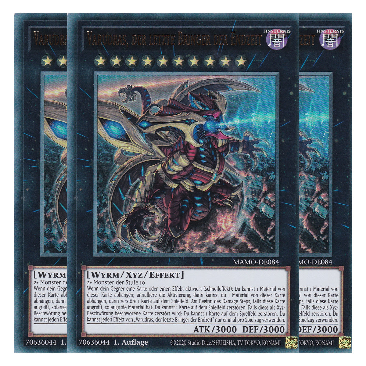 MAMO-DE084 - Varudras, der letzte Bringer der Endzeit - Ultra Rare - Deutsch - 1. Auflage - Magnificent Monsters - Playset (3 Kopien) - Yu-Gi-Oh!