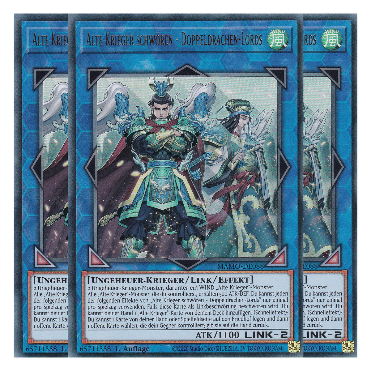 MAMO-DE088 - Alte Krieger schwören - Doppeldrachen-Lords - Ultra Rare - Deutsch - 1. Auflage - Magnificent Monsters - Playset (3 Kopien) - Yu-Gi-Oh!