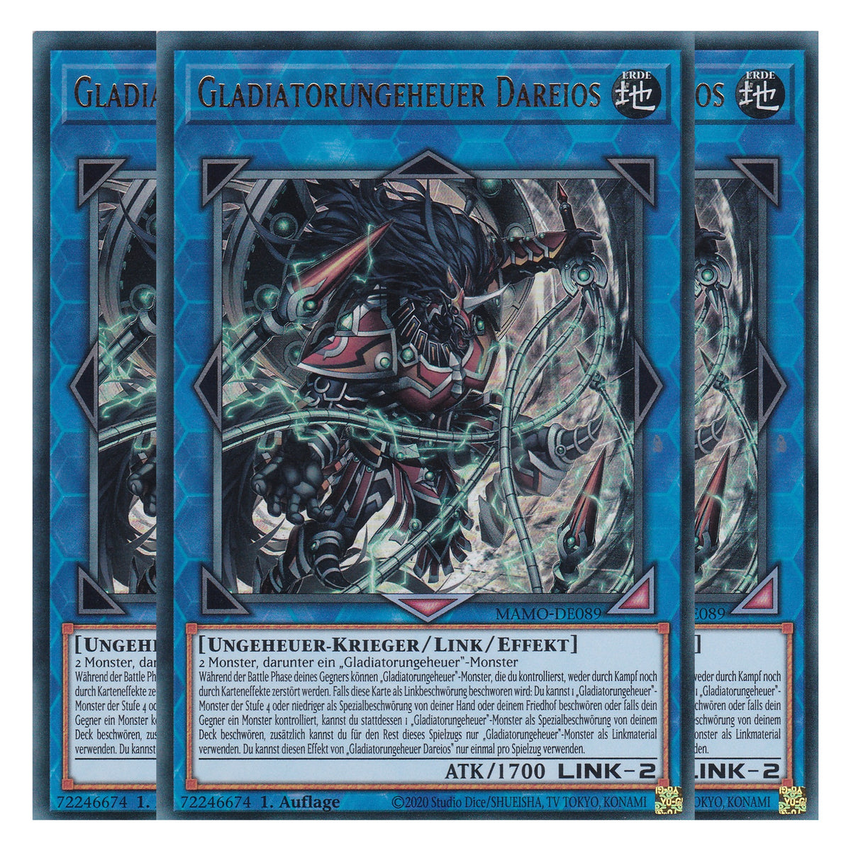 MAMO-DE089 - Gladiatorungeheuer Dareios - Ultra Rare - Deutsch - 1. Auflage - Magnificent Monsters - Playset (3 Kopien) - Yu-Gi-Oh!