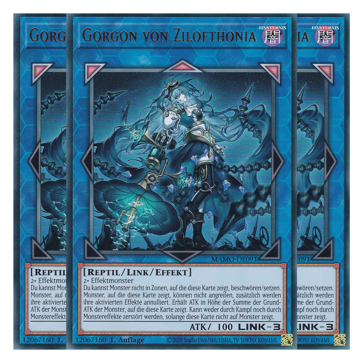 MAMO-DE091 - Gorgon von Zilofthonia - Ultra Rare - Deutsch - 1. Auflage - Magnificent Monsters - Playset (3 Kopien) - Yu-Gi-Oh!