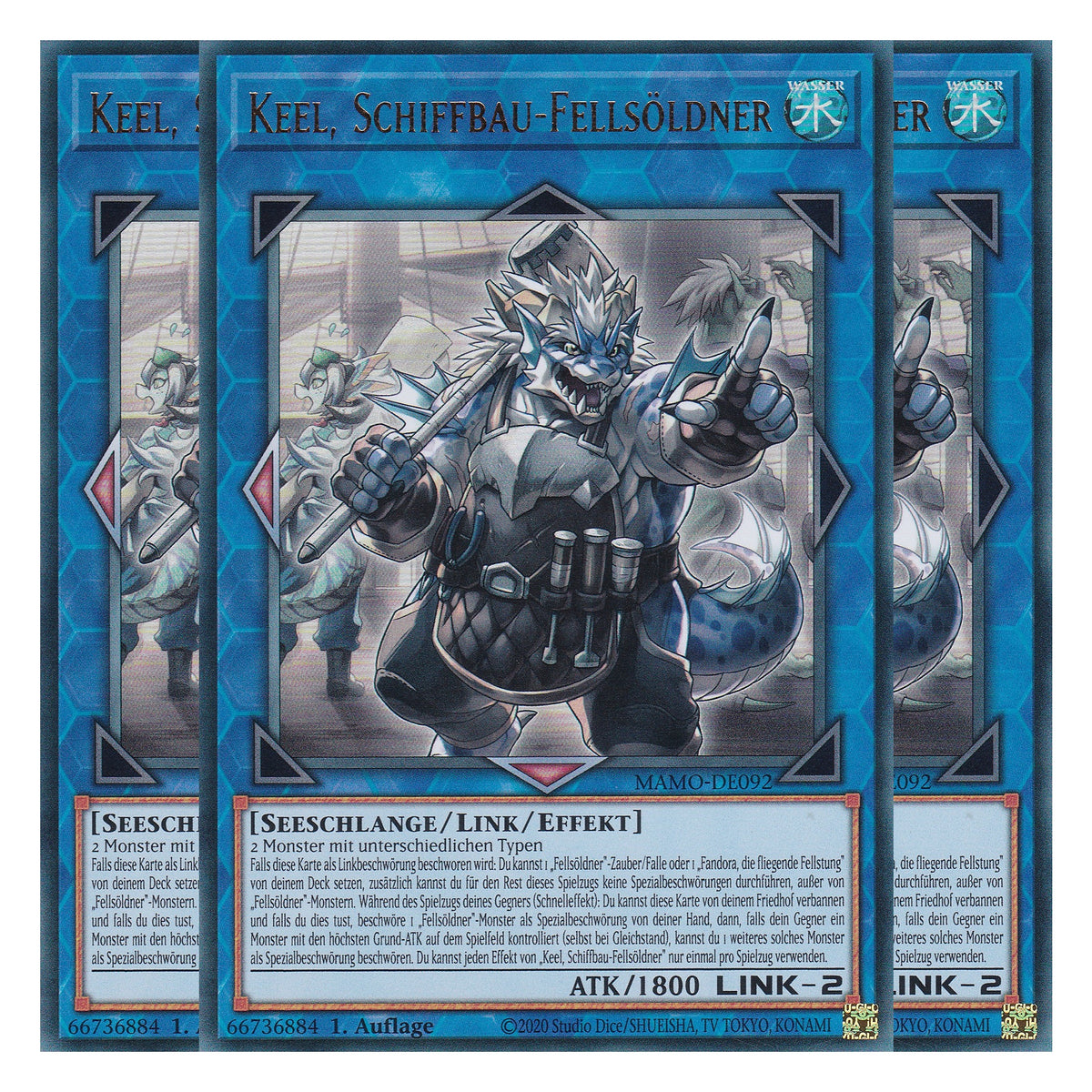 MAMO-DE092 - Keel, Schiffbau-Fellsöldner - Ultra Rare - Deutsch - 1. Auflage - Magnificent Monsters - Playset (3 Kopien) - Yu-Gi-Oh!
