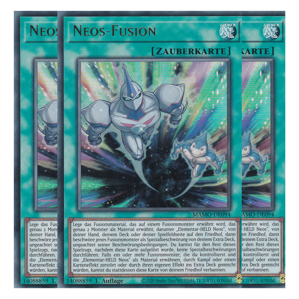 MAMO-DE094 - Neos-Fusion - Ultra Rare - Deutsch - 1. Auflage - Magnificent Monsters - Playset (3 Kopien) - Yu-Gi-Oh!