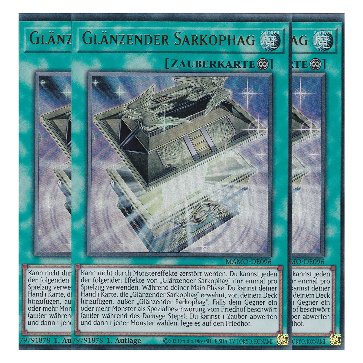 MAMO-DE096 - Glänzender Sarkophag - Ultra Rare - Deutsch - 1. Auflage - Magnificent Monsters - Playset (3 Kopien) - Yu-Gi-Oh!