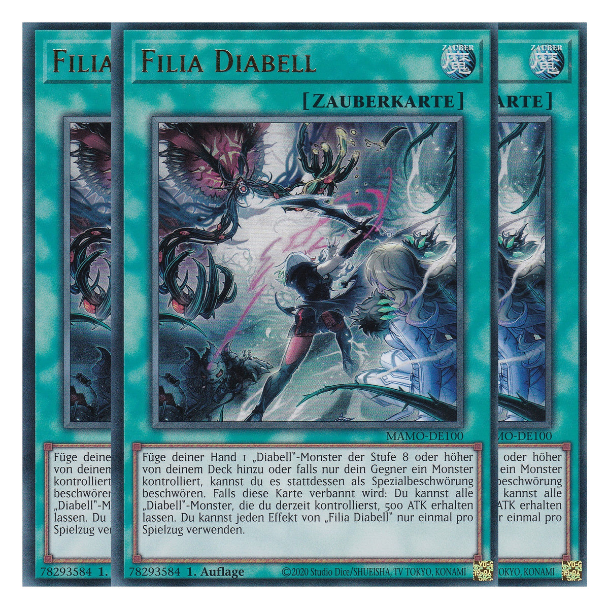 MAMO-DE100 - Filia Diabell - Ultra Rare - Deutsch - 1. Auflage - Magnificent Monsters - Playset (3 Kopien) - Yu-Gi-Oh!