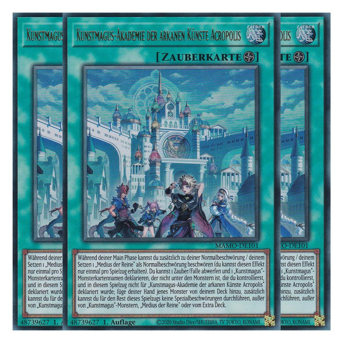 MAMO-DE101 - Kunstmagus-Akademie der arkanen Künste Acropolis - Ultra Rare - Deutsch - 1. Auflage - Magnificent Monsters - Playset (3 Kopien) - Yu-Gi-Oh!