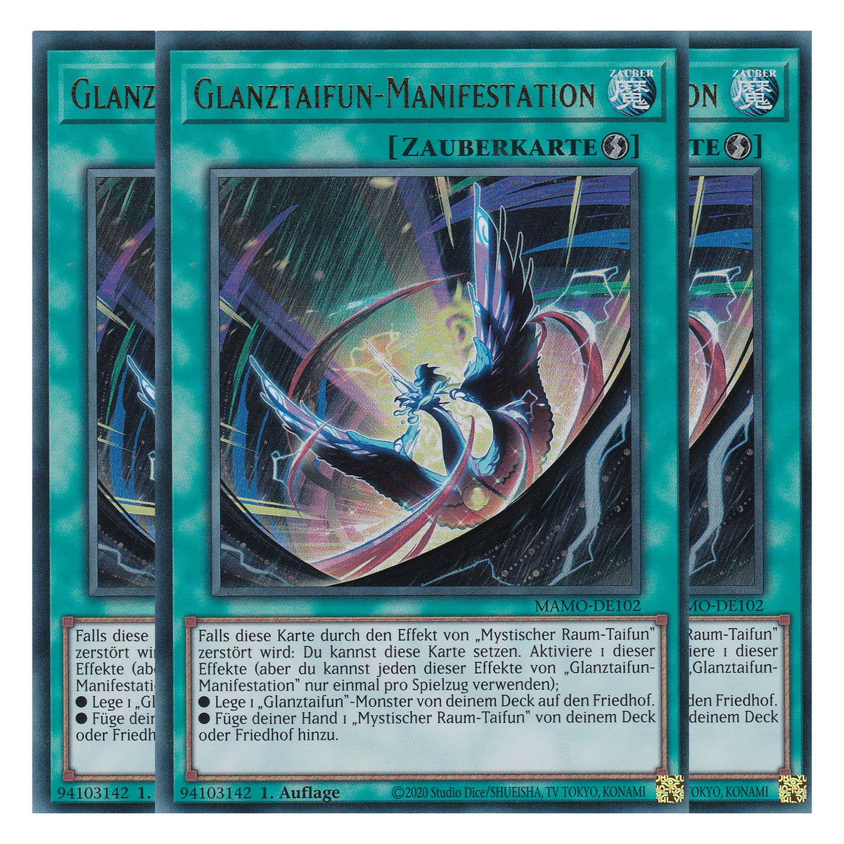 MAMO-DE102 - Glanztaifun-Manifestation - Ultra Rare - Deutsch - 1. Auflage - Magnificent Monsters - Playset (3 Kopien) - Yu-Gi-Oh!