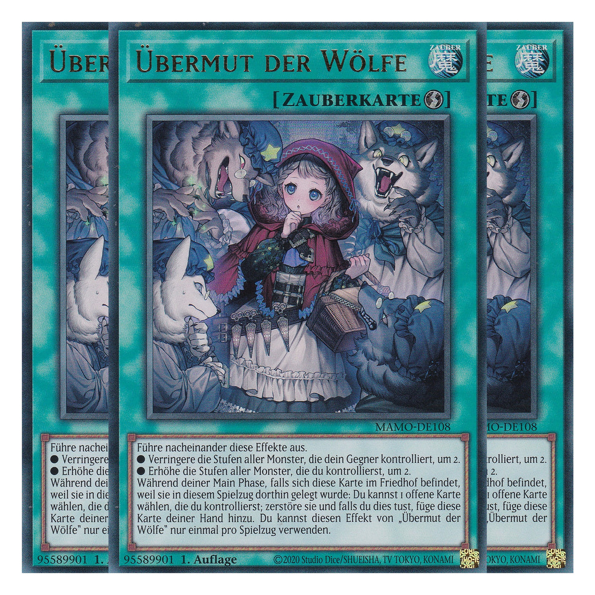 MAMO-DE108 - Übermut der Wölfe - Ultra Rare - Deutsch - 1. Auflage - Magnificent Monsters - Playset (3 Kopien) - Yu-Gi-Oh!