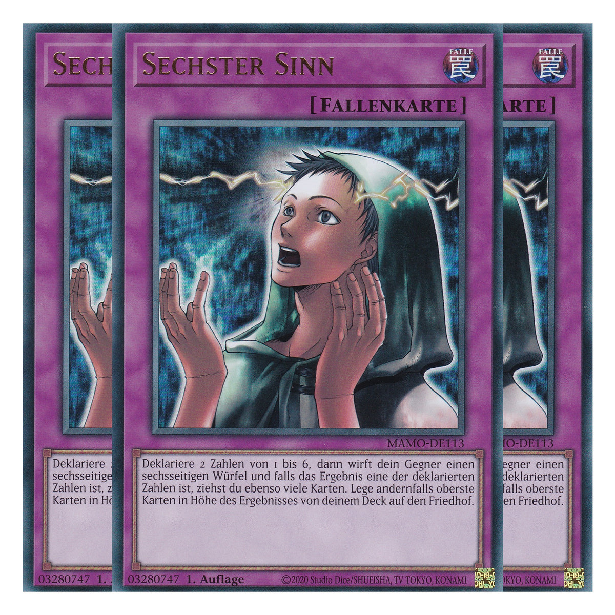 MAMO-DE113 - Sechster Sinn - Ultra Rare - Deutsch - 1. Auflage - Magnificent Monsters - Playset (3 Kopien) - Yu-Gi-Oh!