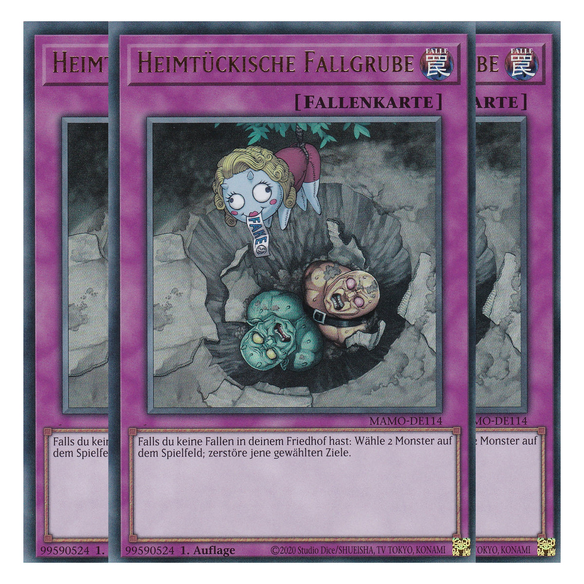 MAMO-DE114 - Heimtückische Fallgrube - Ultra Rare - Deutsch - 1. Auflage - Magnificent Monsters - Playset (3 Kopien) - Yu-Gi-Oh!