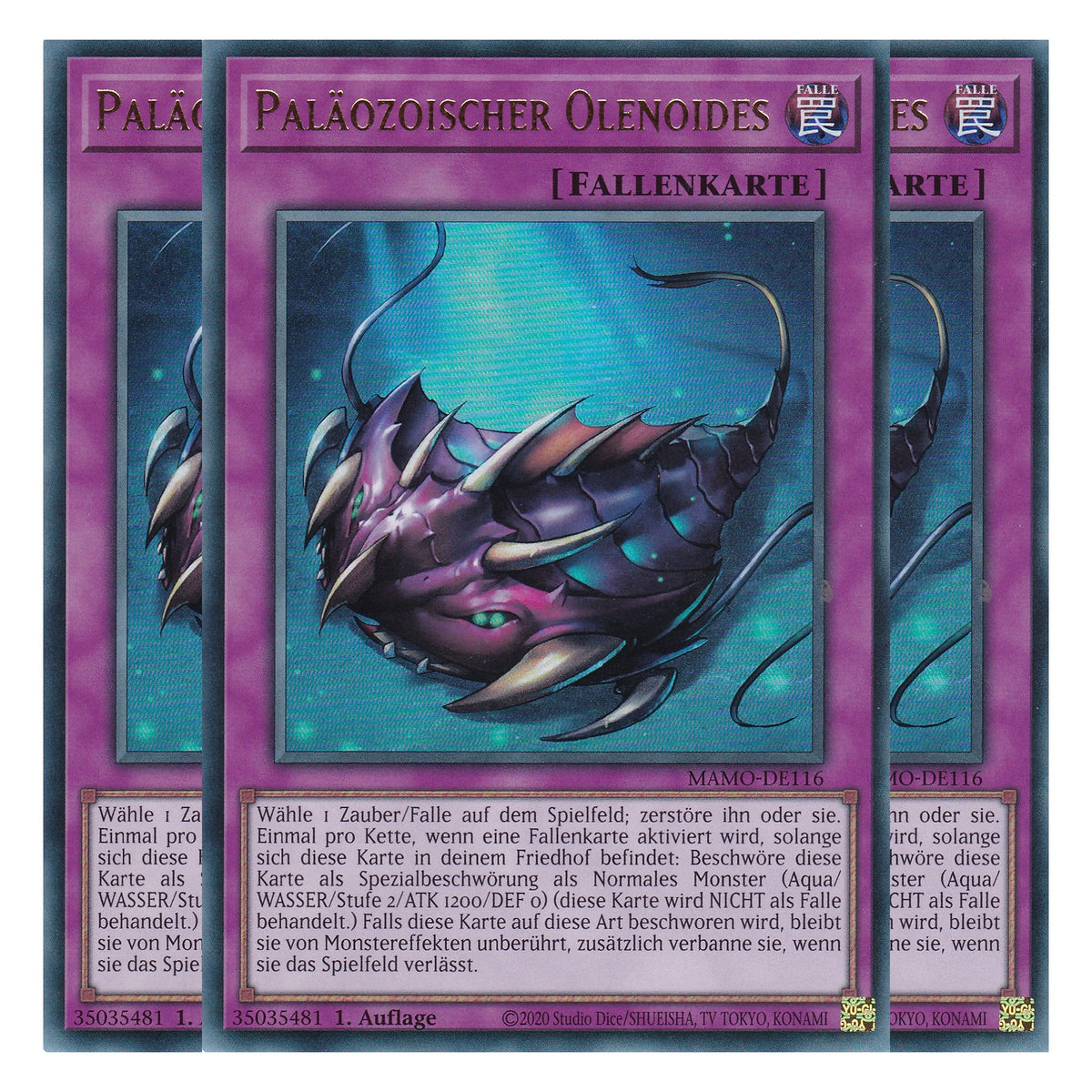 MAMO-DE116 - Paläozoischer Olenoides - Ultra Rare - Deutsch - 1. Auflage - Magnificent Monsters - Playset (3 Kopien) - Yu-Gi-Oh!