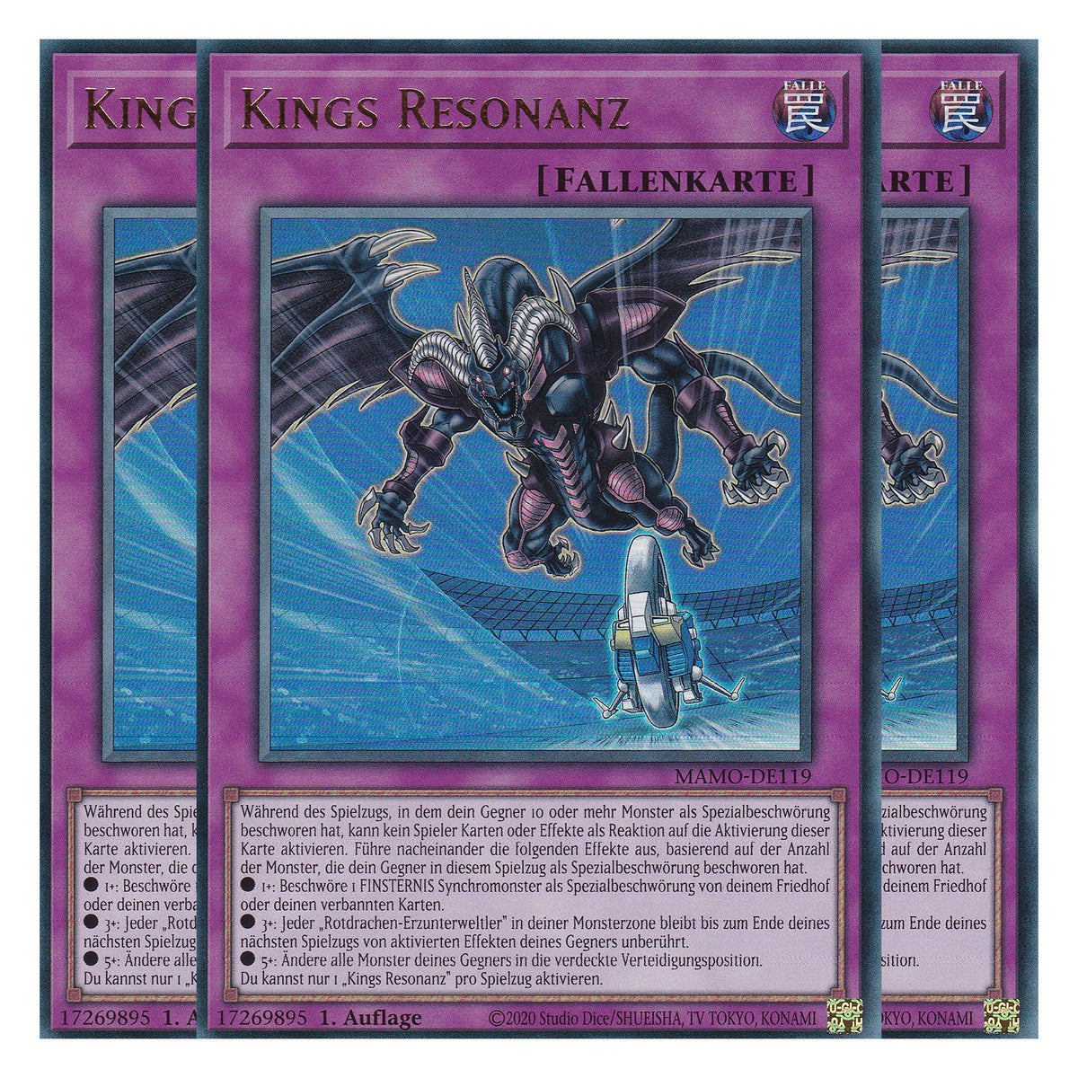 MAMO-DE119 - Kings Resonanz - Ultra Rare - Deutsch - 1. Auflage - Magnificent Monsters - Playset (3 Kopien) - Yu-Gi-Oh!