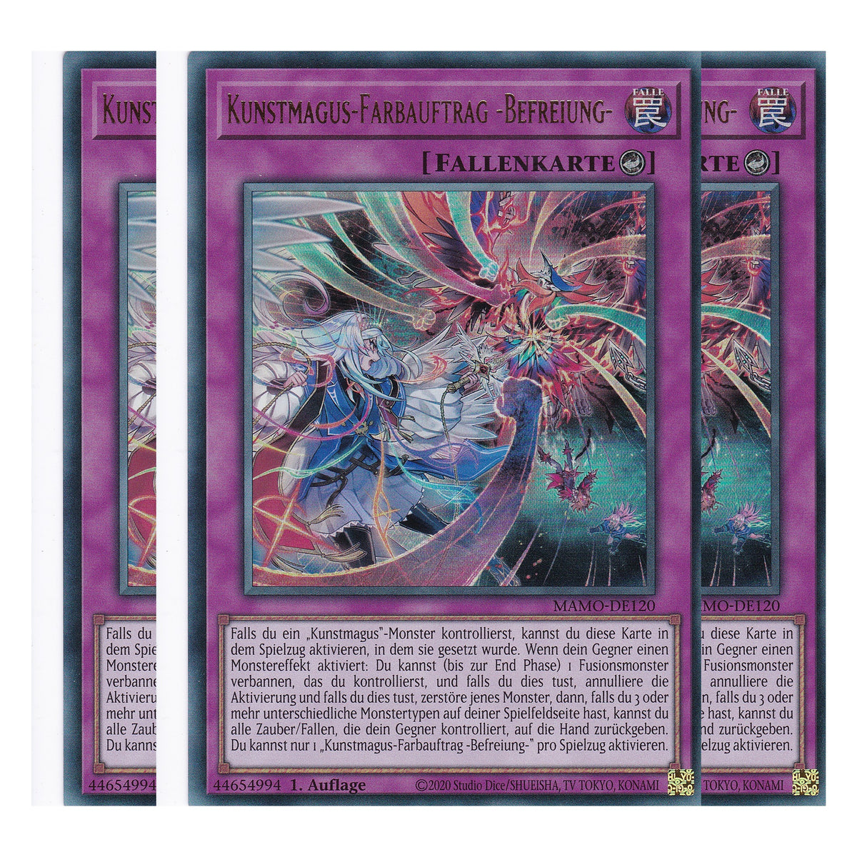 MAMO-DE120 - Kunstmagus-Farbauftrag -Befreiung- - Ultra Rare - Deutsch - 1. Auflage - Magnificent Monsters - Playset (3 Kopien) - Yu-Gi-Oh!