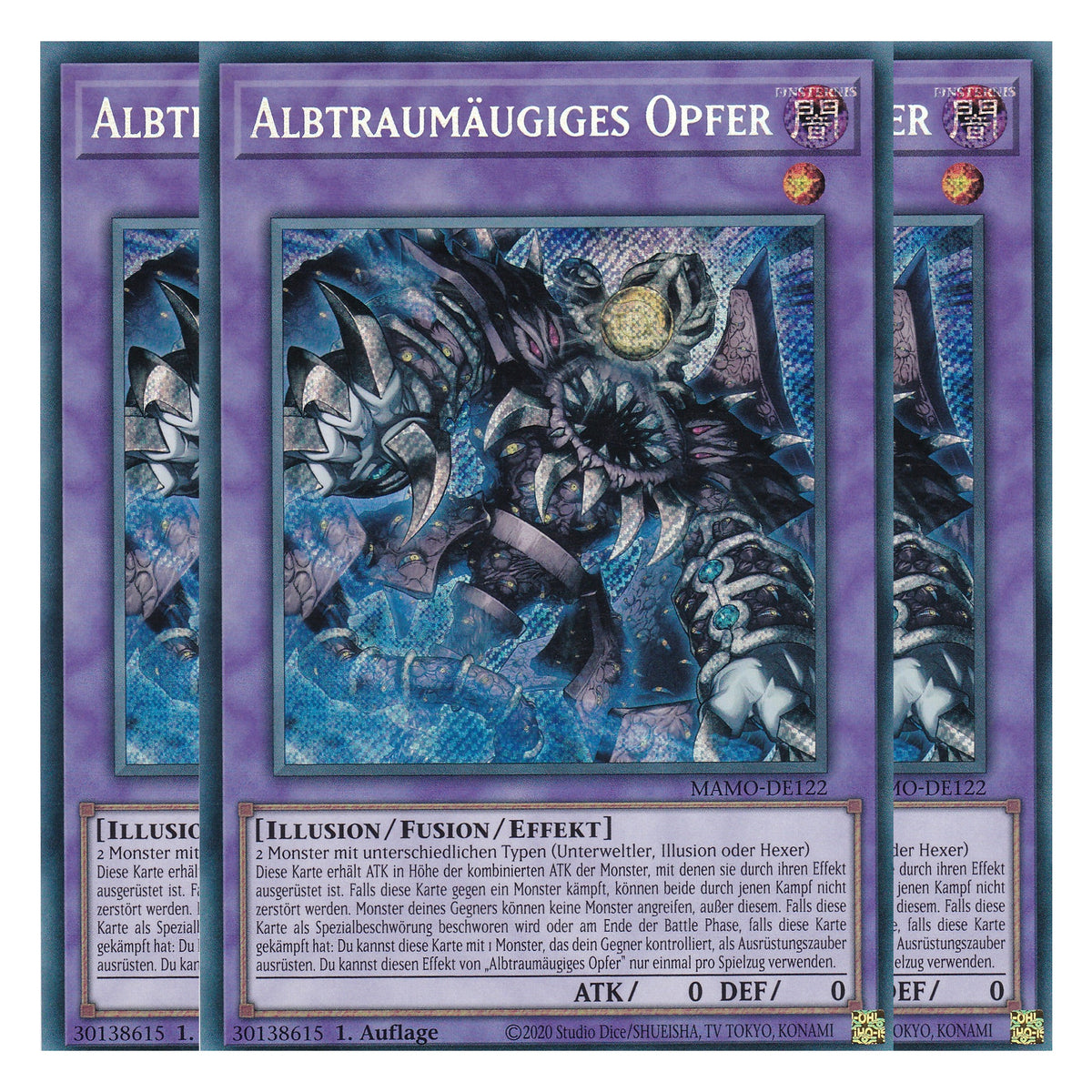 MAMO-DE122 - Albtraumäugiges Opfer - Secret Rare - Deutsch - 1. Auflage - Magnificent Monsters - Playset (3 Kopien) - Yu-Gi-Oh!