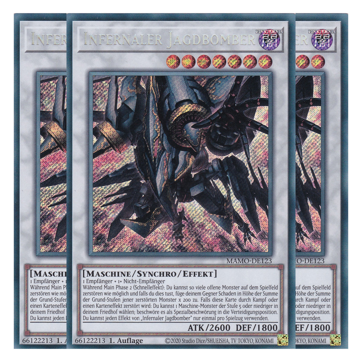 MAMO-DE123 - Infernaler Jagdbomber - Secret Rare - Deutsch - 1. Auflage - Magnificent Monsters - Playset (3 Kopien) - Yu-Gi-Oh!