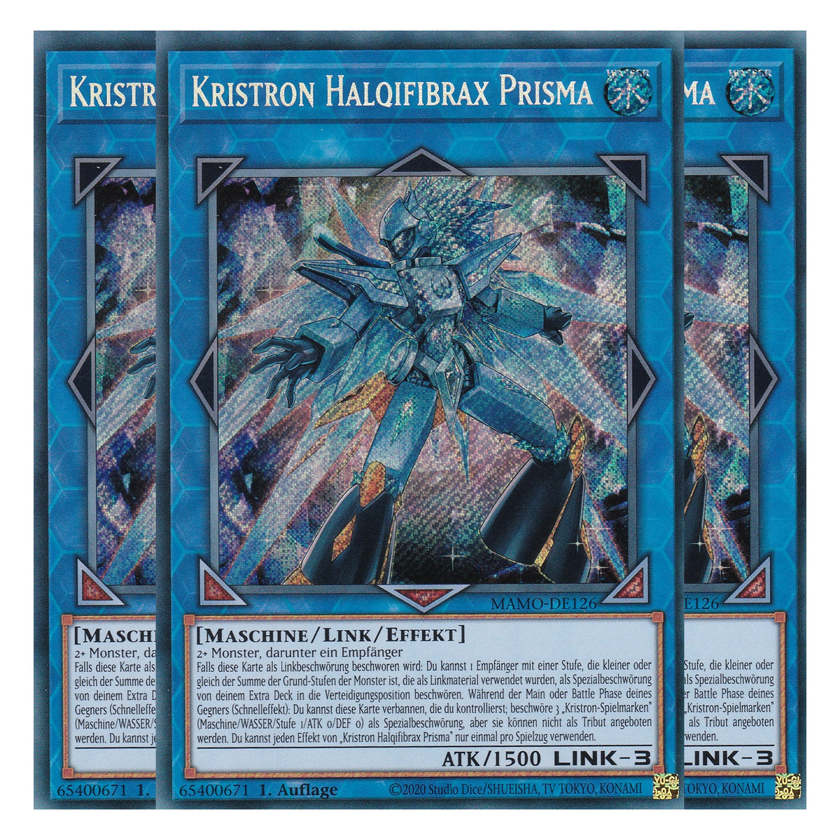 MAMO-DE126 - Kristron Halqifibrax Prisma - Secret Rare - Deutsch - 1. Auflage - Magnificent Monsters - Playset (3 Kopien) - Yu-Gi-Oh!