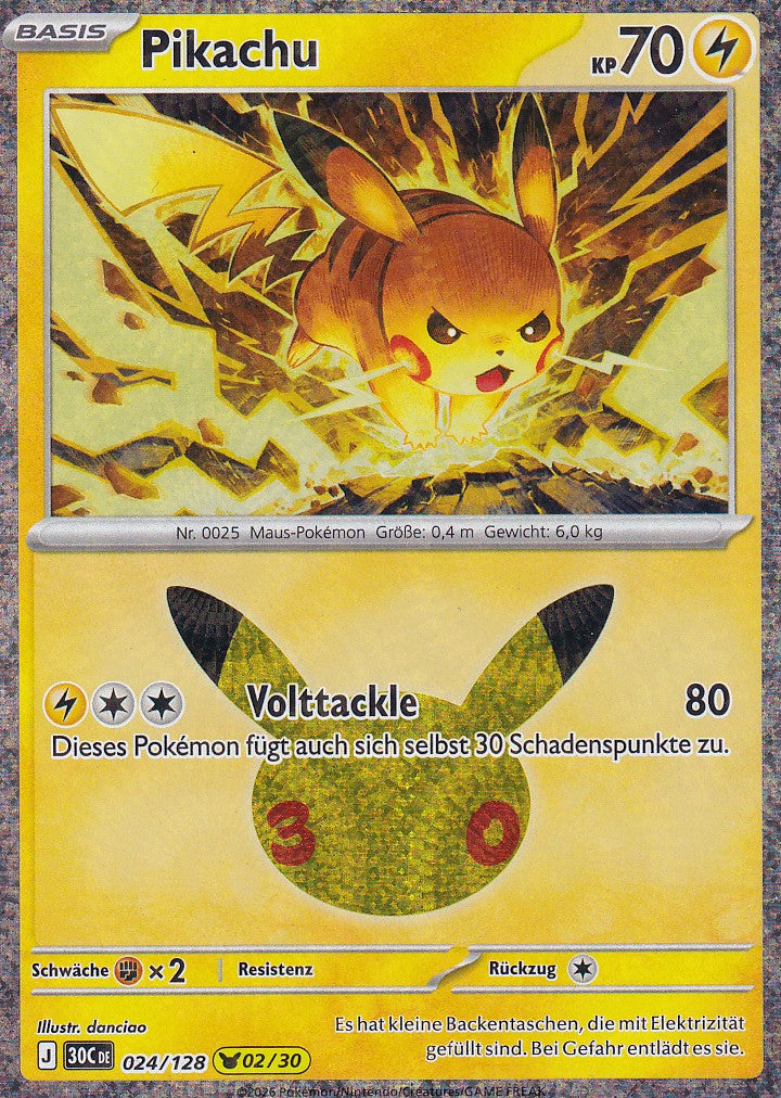 Pikachu (2/30) - 30C 024/128 - Pikachu Rare - 30 Jahre - Deutsch - Near Mint