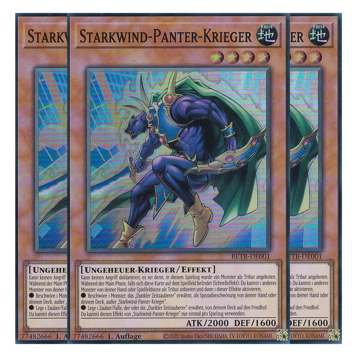 BETB-DE001 - Starkwind-Panter-Krieger - Super Rare - Deutsch - 1. Auflage - Beyond the Brave - Playset (3 Kopien) - Yu-Gi-Oh!