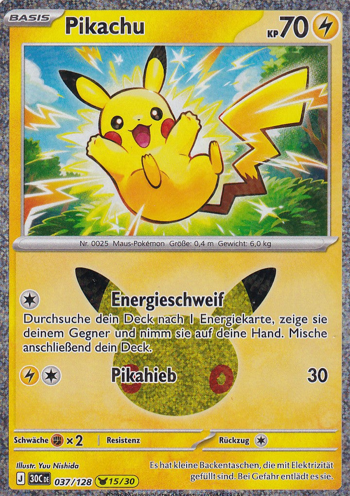 Pikachu (15/30) - 30C 037/128 - Pikachu Rare - 30 Jahre - Deutsch - Near Mint