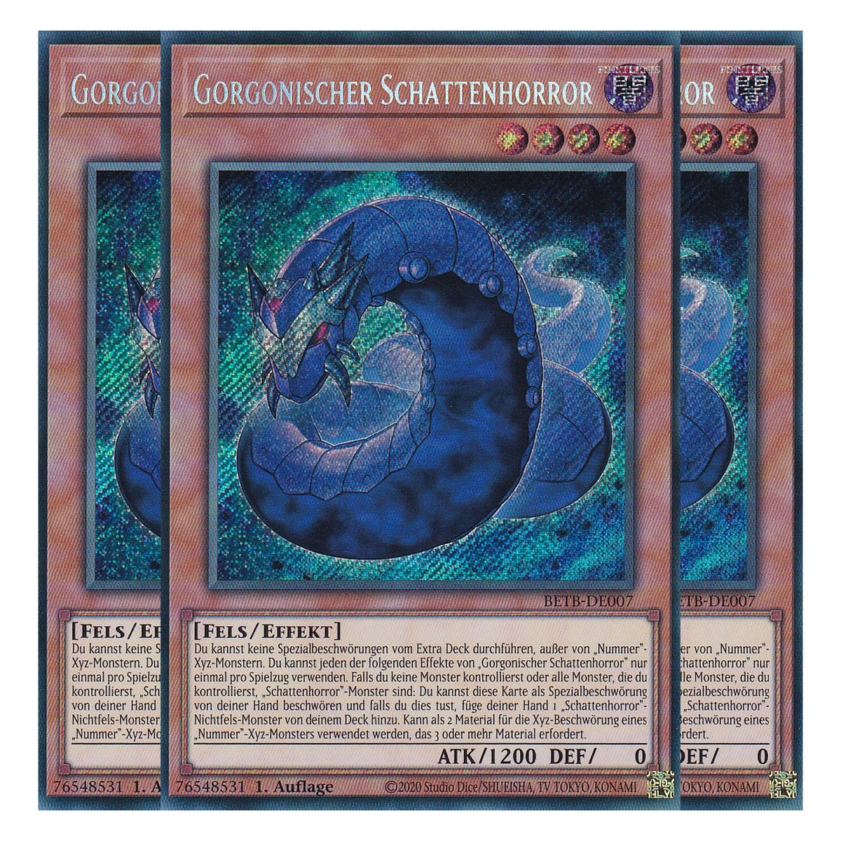 BETB-DE007 - Gorgonischer Schattenhorror - Secret Rare - Deutsch - 1. Auflage - Beyond the Brave - Playset (3 Kopien) - Yu-Gi-Oh!