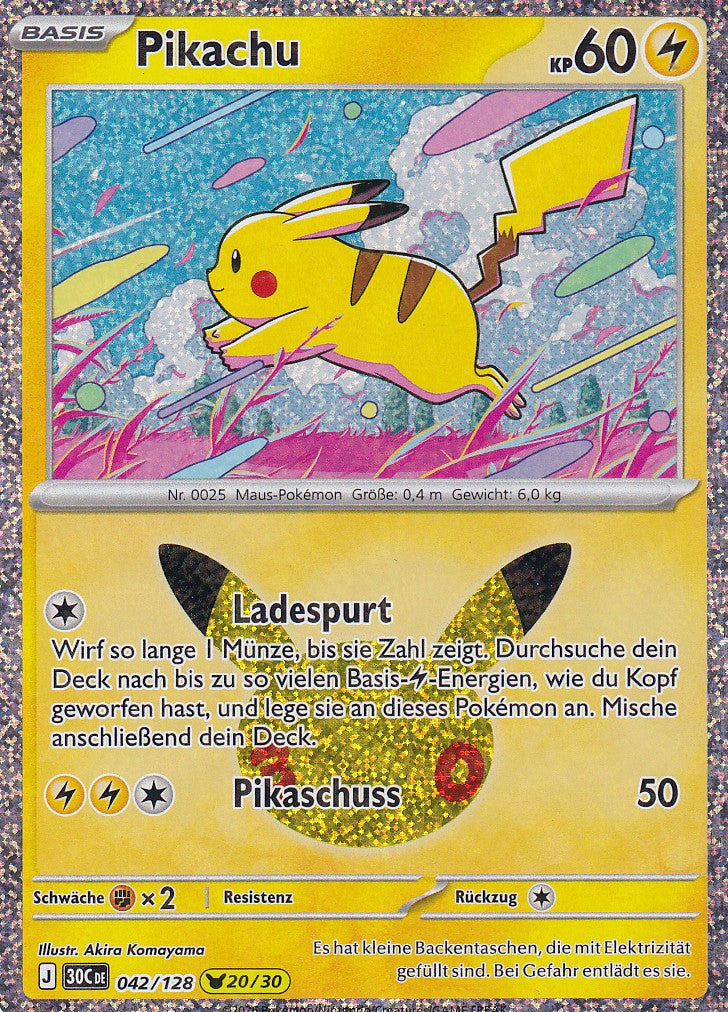 Pikachu (20/30) - 30C 042/128 - Pikachu Rare - 30 Jahre - Deutsch - Near Mint