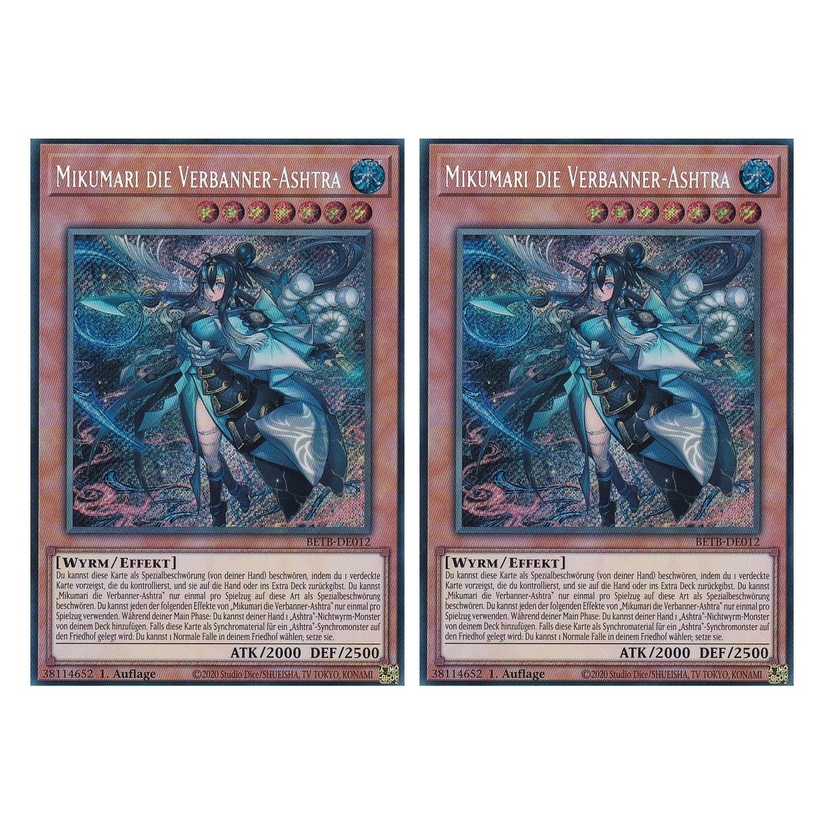 BETB-DE012 - Mikumari die Verbanner-Ashtra - Secret Rare - Deutsch - 1. Auflage - Beyond the Brave - Duo Set (2 Stück) - Yu-Gi-Oh!