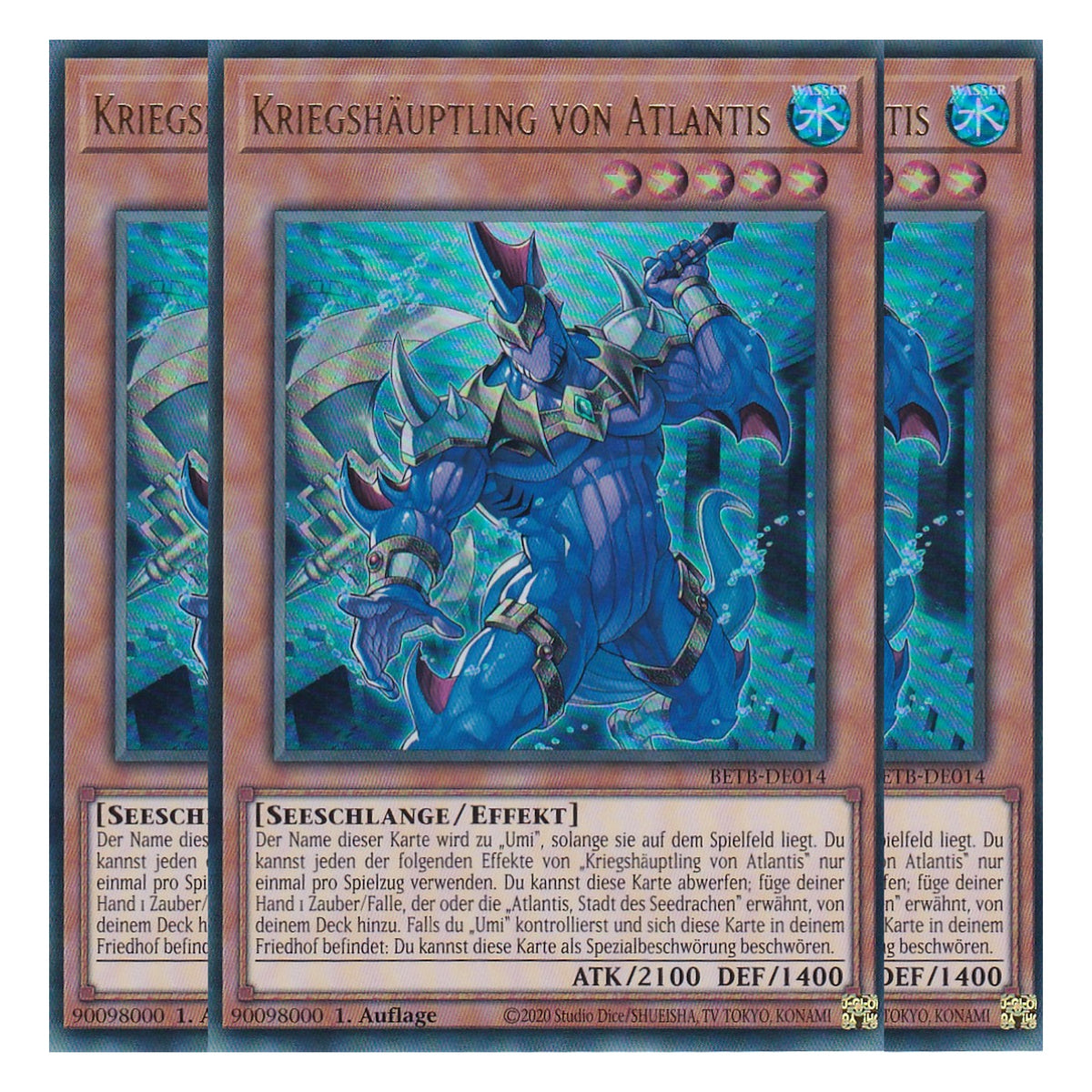 BETB-DE014 - Kriegshäuptling von Atlantis - Ultra Rare - Deutsch - 1. Auflage - Beyond the Brave - Playset (3 Kopien) - Yu-Gi-Oh!