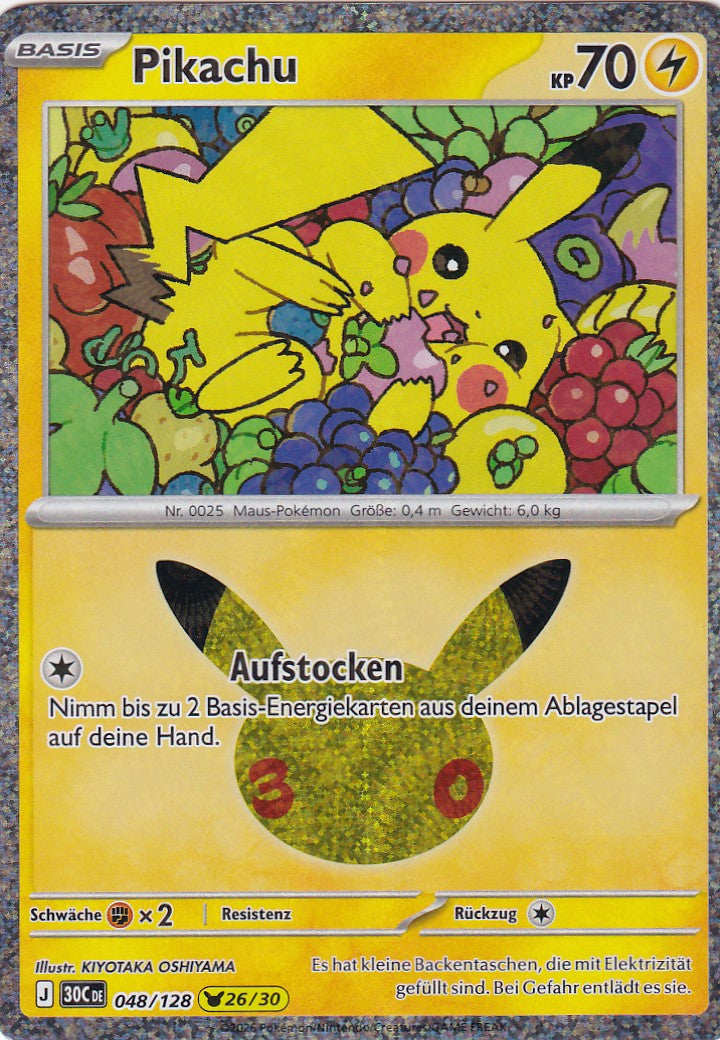 Pikachu (26/30) - 30C 048/128 - Pikachu Rare - 30 Jahre - Deutsch - Near Mint