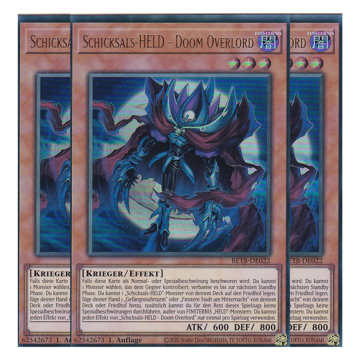 BETB-DE022 - Schicksals-HELD - Doom Overlord - Ultra Rare - Deutsch - 1. Auflage - Beyond the Brave - Playset (3 Kopien) - Yu-Gi-Oh!
