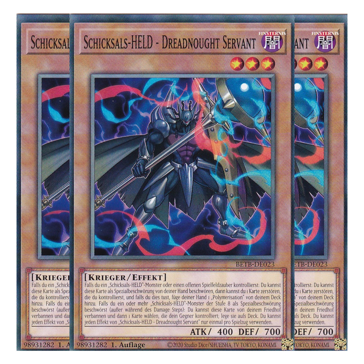 BETB-DE023 - Schicksals-HELD - Dreadnought Servant - Common - Deutsch - 1. Auflage - Beyond the Brave - Playset (3 Kopien) - Yu-Gi-Oh!