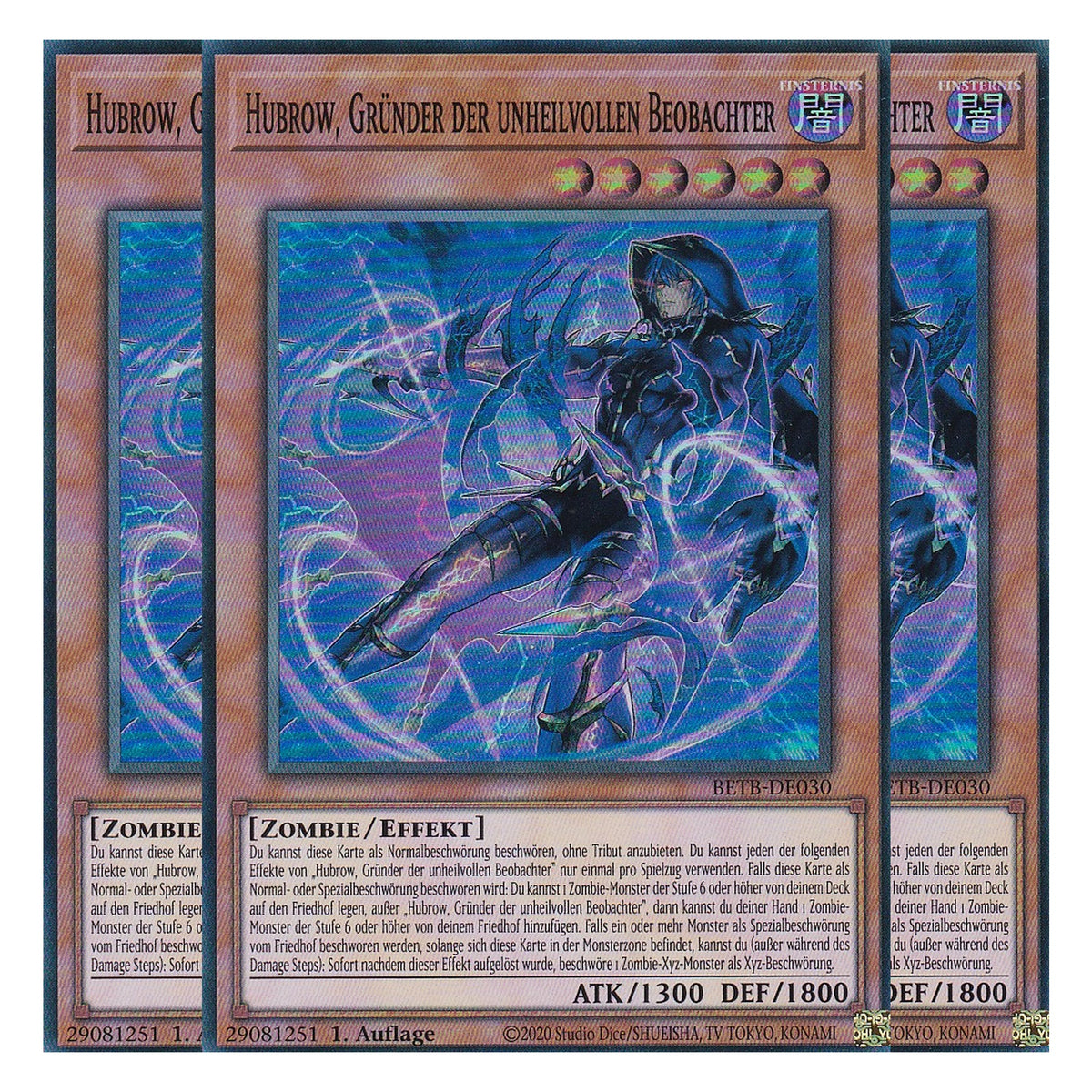 BETB-DE030 - Hubrow, Gründer der unheilvollen Beobachter - Super Rare - Deutsch - 1. Auflage - Beyond the Brave - Playset (3 Kopien) - Yu-Gi-Oh!