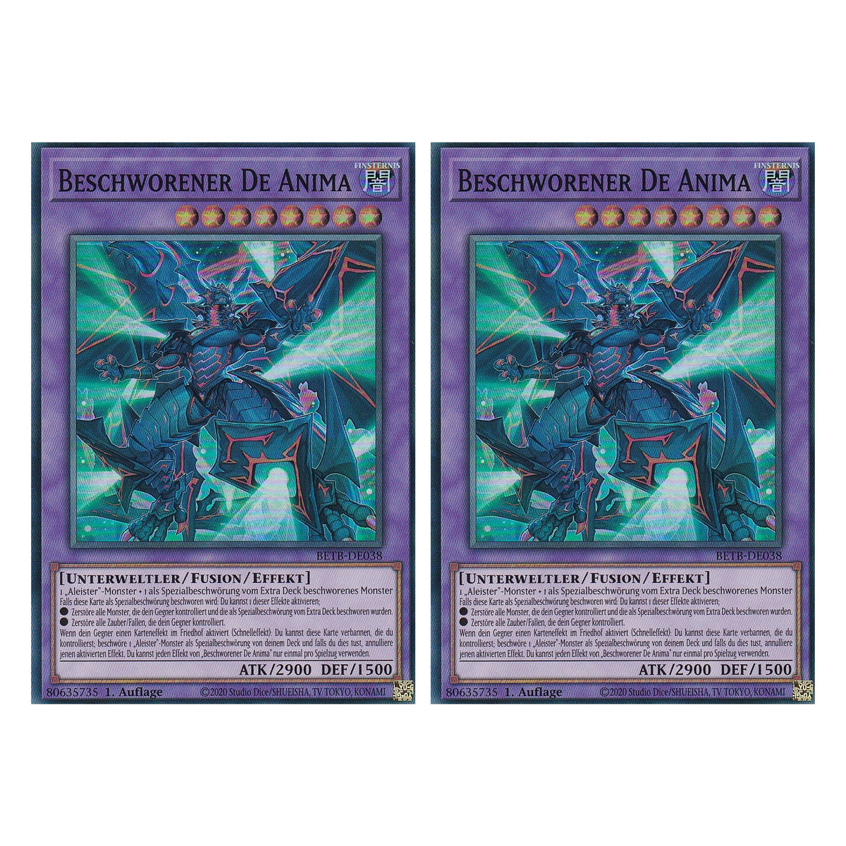 BETB-DE038 - Beschworener De Anima - Super Rare - Deutsch - 1. Auflage - Beyond the Brave - Duo Set (2 Stück) - Yu-Gi-Oh!