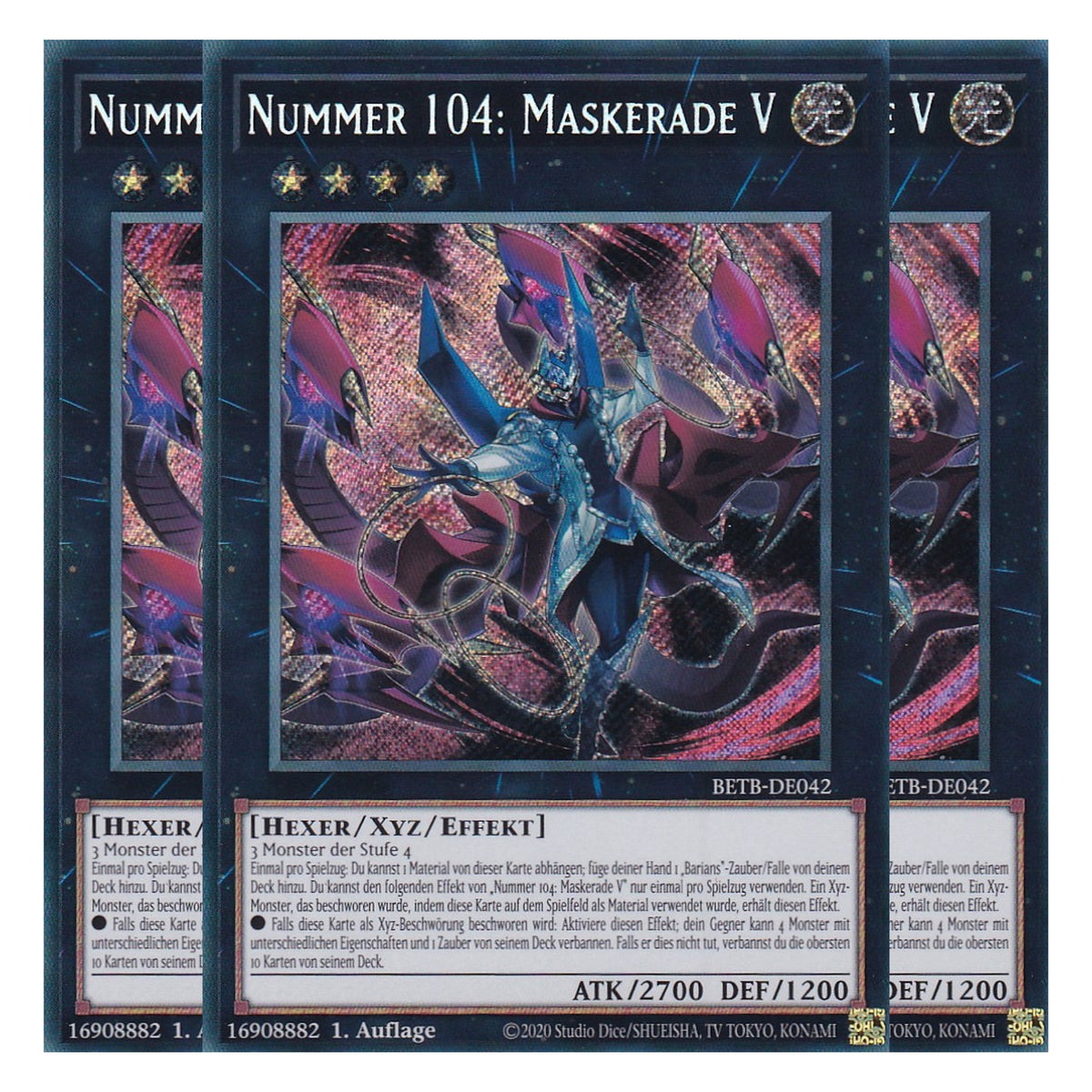 BETB-DE042 - Nummer 104: Maskerade V - Secret Rare - Deutsch - 1. Auflage - Beyond the Brave - Playset (3 Kopien) - Yu-Gi-Oh!