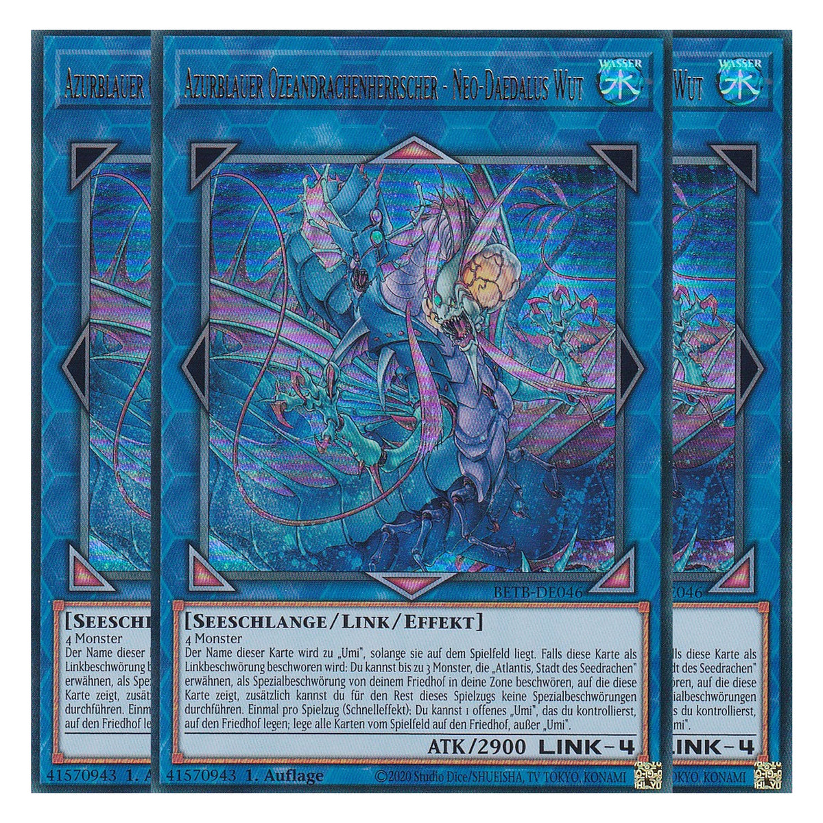 BETB-DE046 - Azurblauer Ozeandrachenherrscher - Neo-Daedalus Wut - Ultra Rare - Deutsch - 1. Auflage - Beyond the Brave - Playset (3 Kopien) - Yu-Gi-Oh!