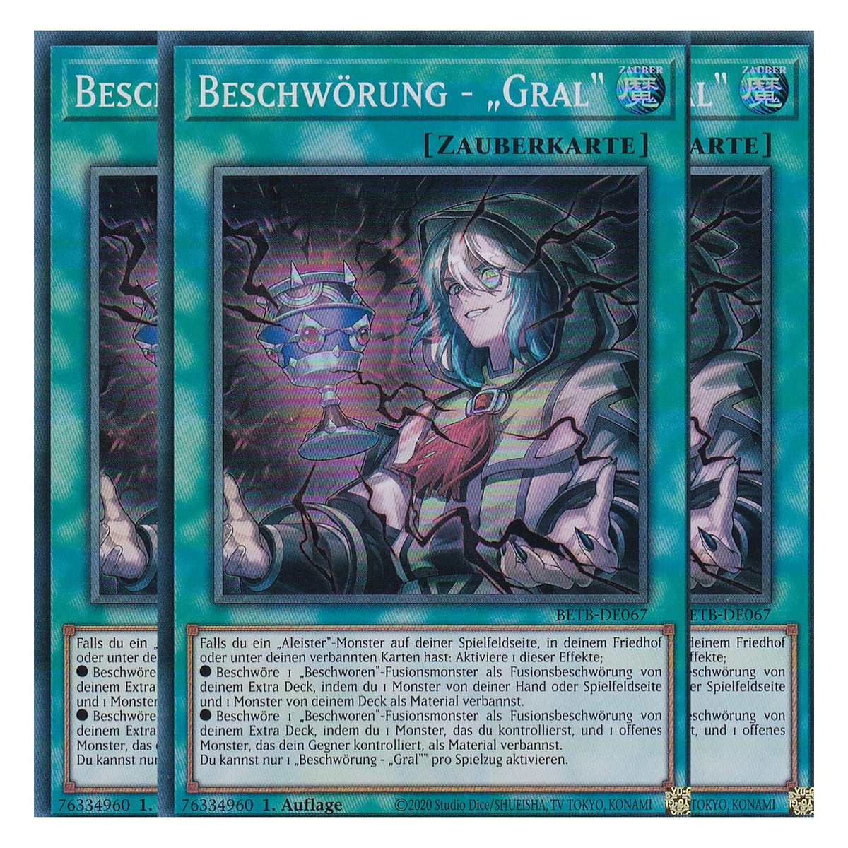 BETB-DE067 - Beschwörung - „Gral“ - Super Rare - Deutsch - 1. Auflage - Beyond the Brave - Playset (3 Kopien) - Yu-Gi-Oh!