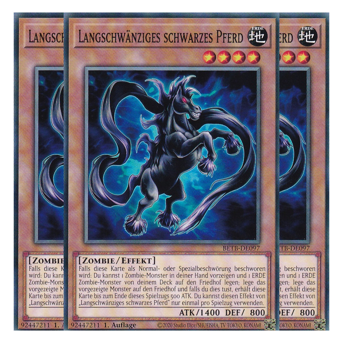 BETB-DE097 - Langschwänziges schwarzes Pferd - Common - Deutsch - 1. Auflage - Beyond the Brave - Playset (3 Kopien) - Yu-Gi-Oh!