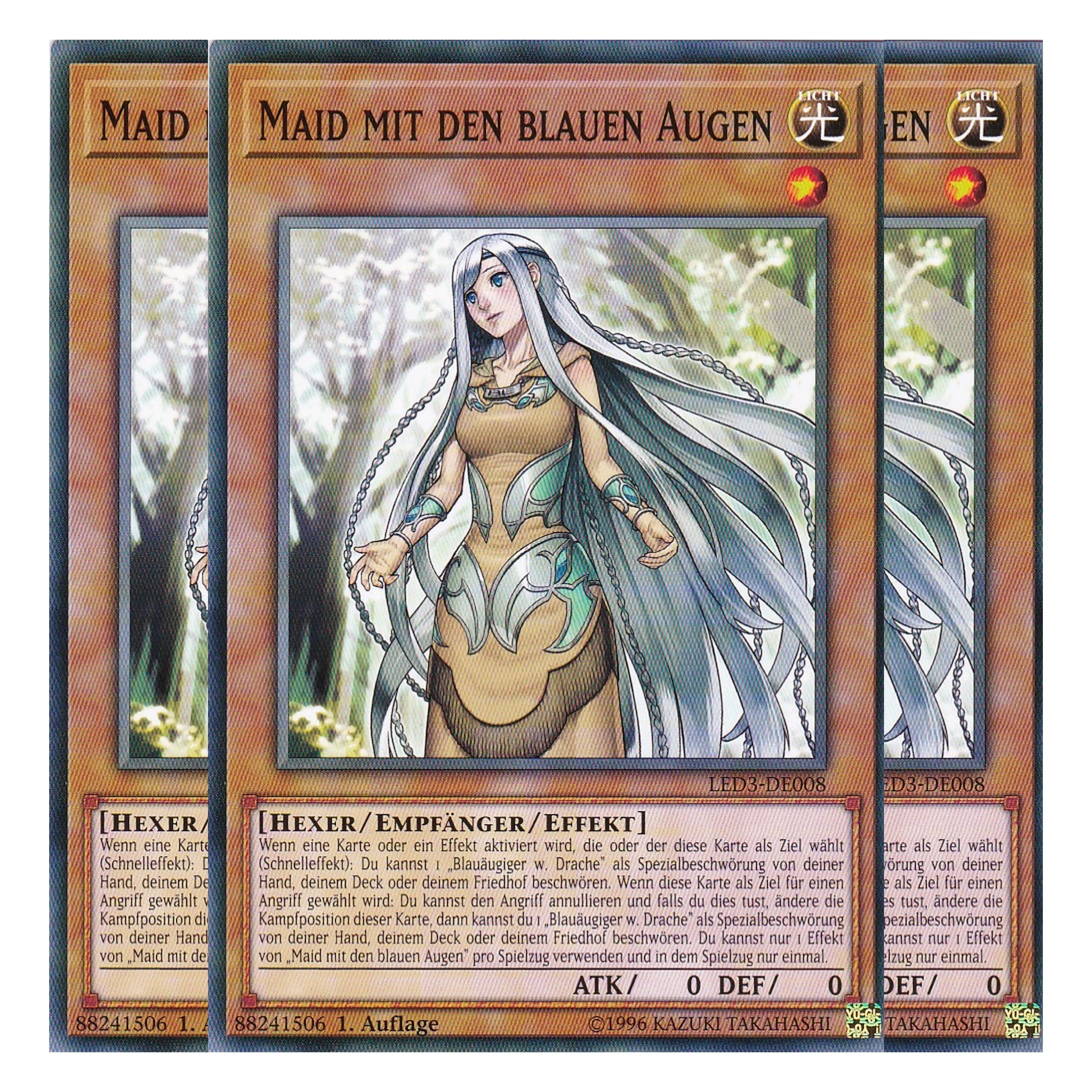 Maid mit den blauen Augen - LED3-DE008 - Common - Deutsch - 1. Auflage - Legendary Duelists: White Dragon Abyss - Playset (3 Kopien)