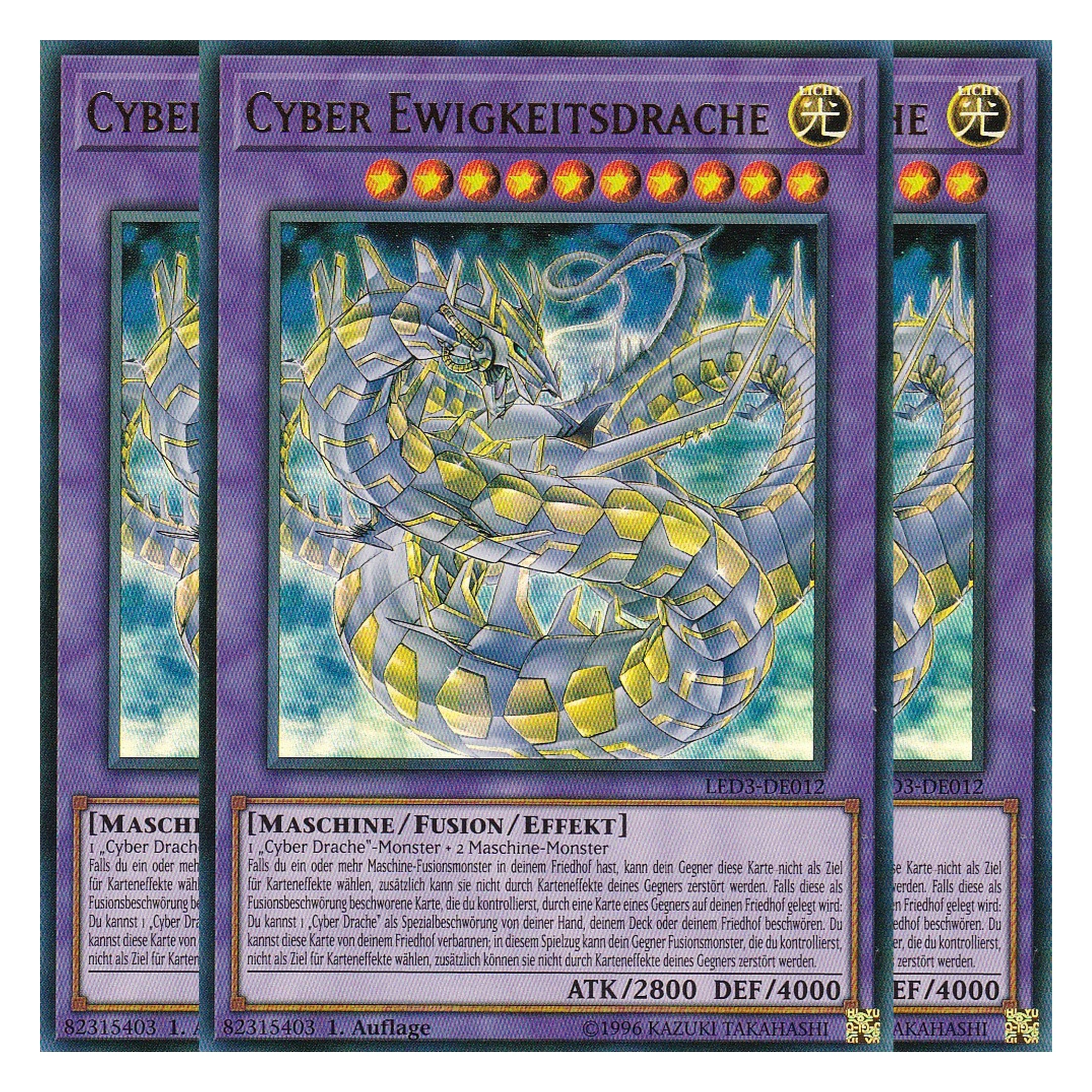 Cyber Ewigkeitsdrache - LED3-DE012 - Ultra Rare - Deutsch - 1. Auflage - Legendary Duelists: White Dragon Abyss - Playset (3 Kopien)