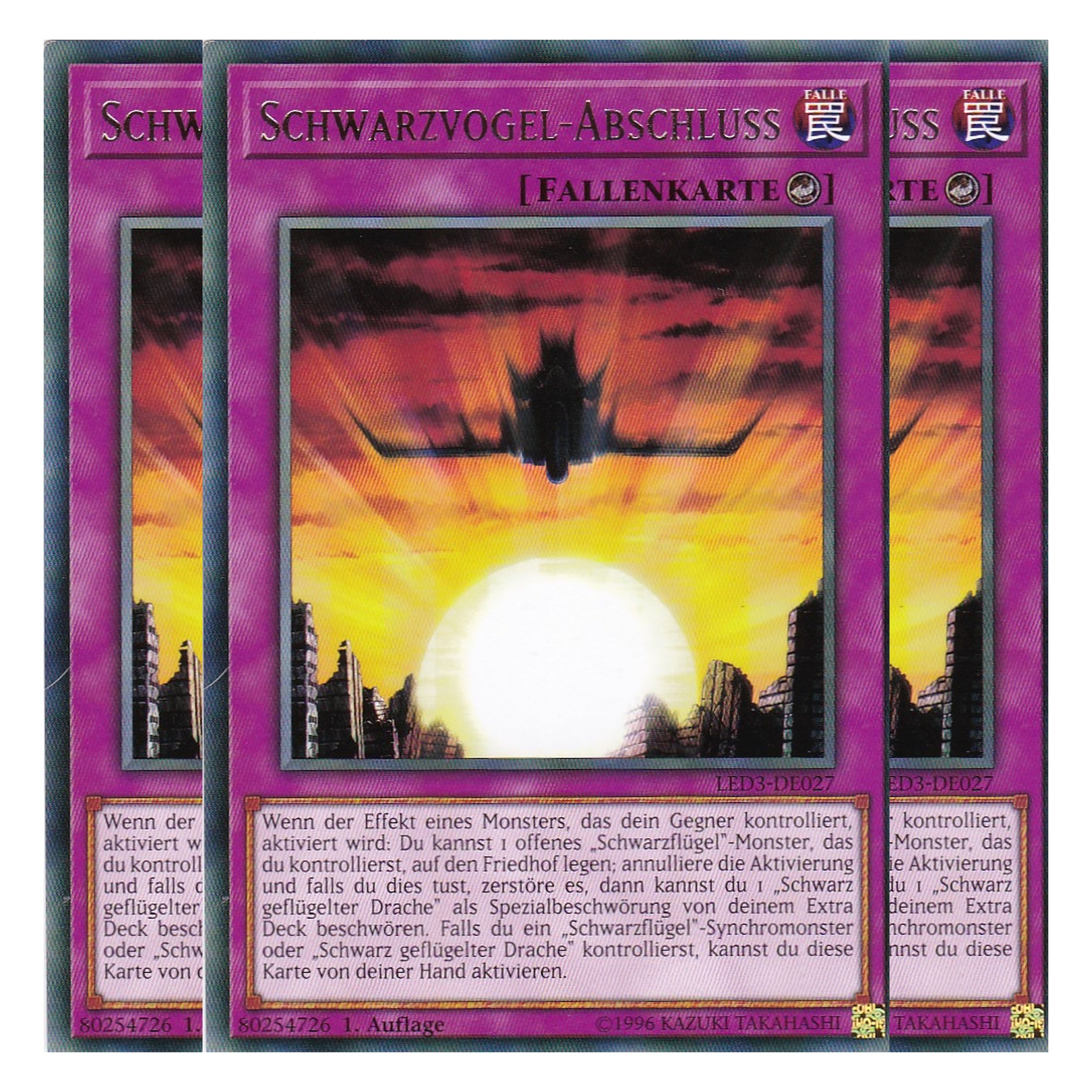 Schwarzvogel-Abschluss - LED3-DE027 - Rare - Deutsch - 1. Auflage - Legendary Duelists: White Dragon Abyss - Playset (3 Kopien)