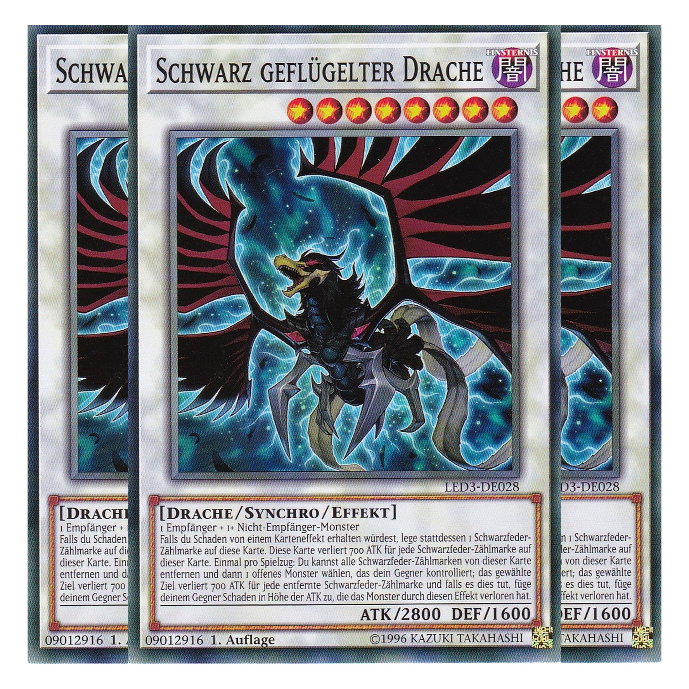 Schwarz geflügelter Drache - LED3-DE028 - Common - Deutsch - 1. Auflage - Legendary Duelists: White Dragon Abyss - Playset (3 Kopien)