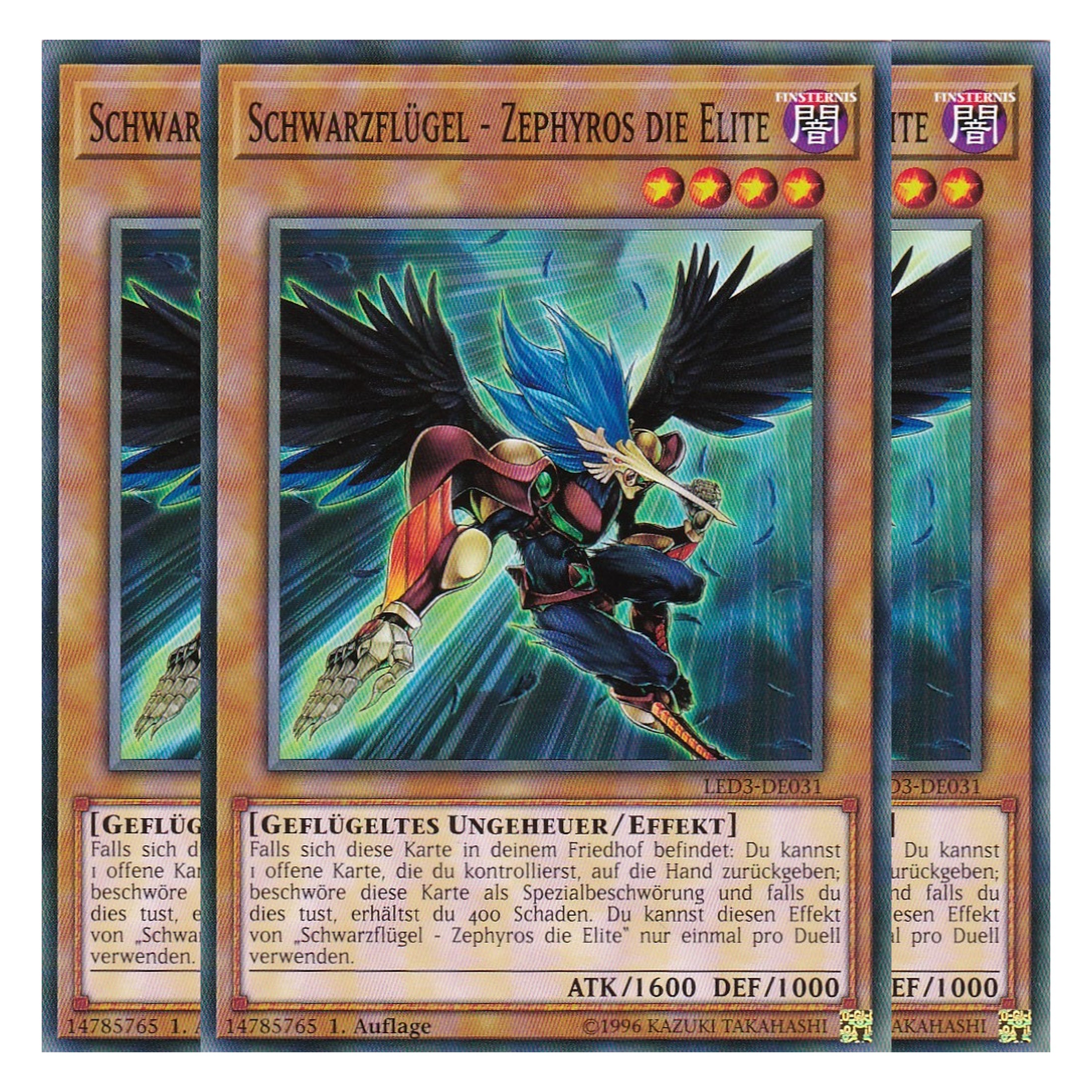Schwarzflügel - Zephyros die Elite - LED3-DE031 - Common - Deutsch - 1. Auflage - Legendary Duelists: White Dragon Abyss - Playset (3 Kopien)