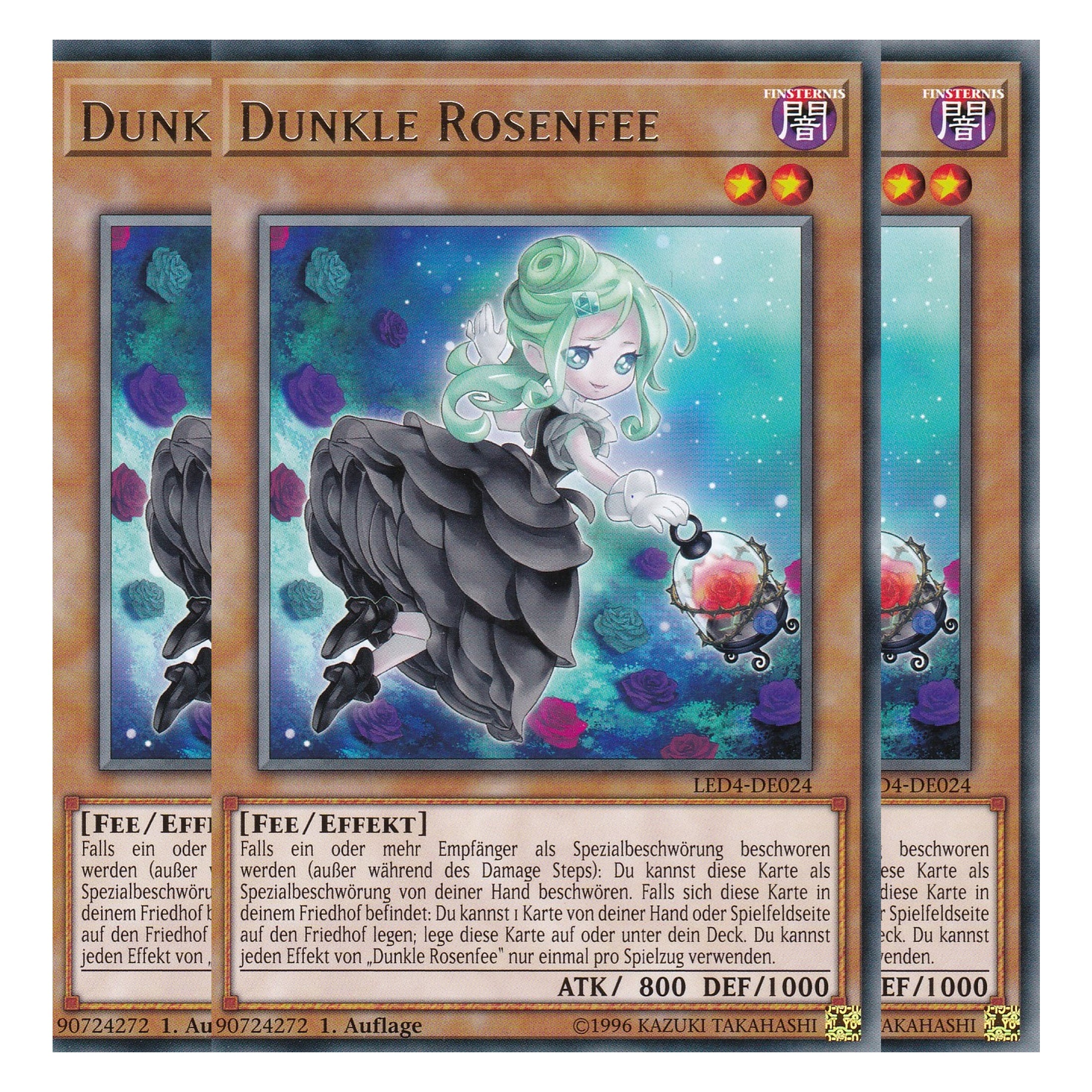 Dunkle Rosenfee - LED4-DE024 - Rare - Deutsch - 1. Auflage - Legendary Duelists: Sisters of the Rose - Playset (3 Kopien)