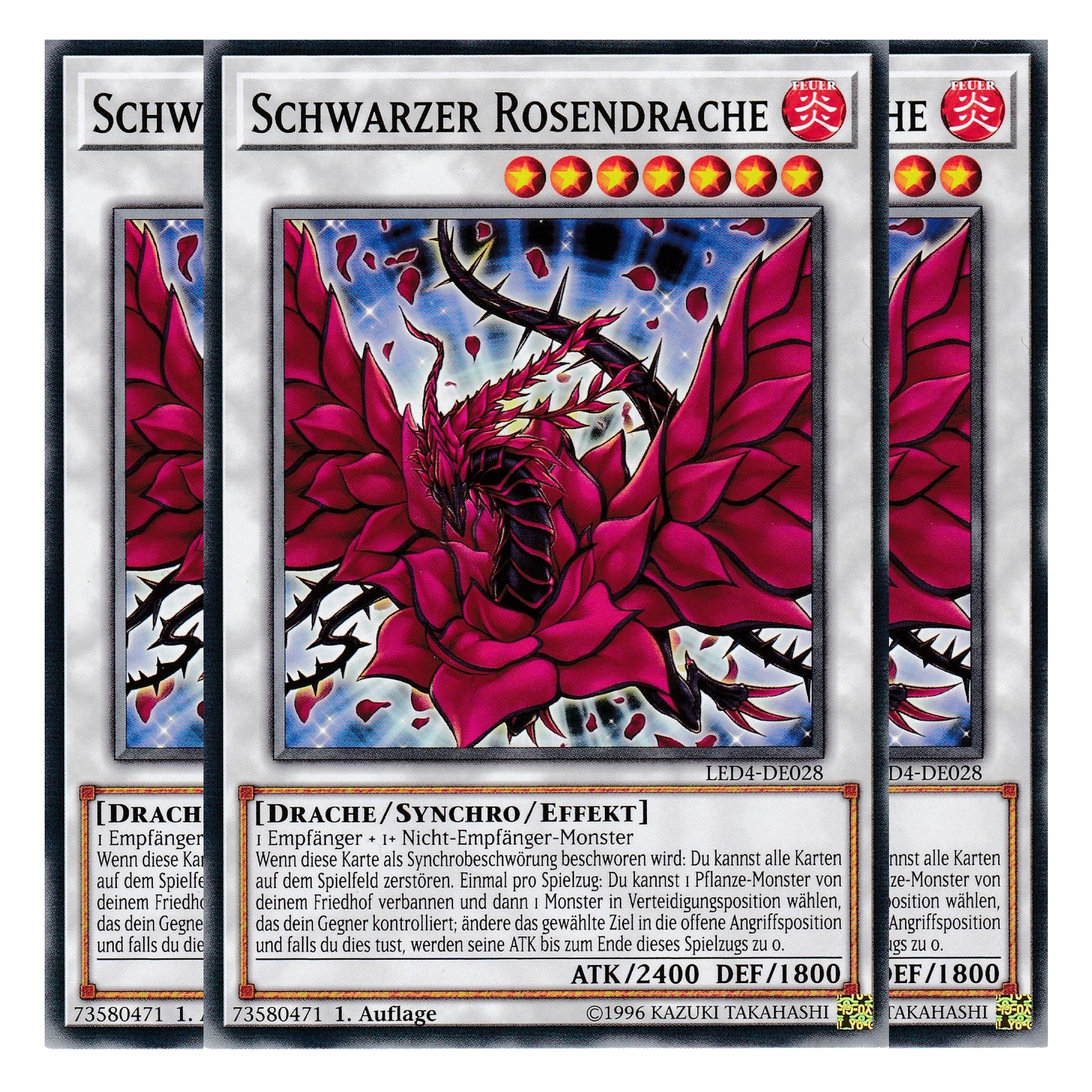 Schwarzer Rosendrache - LED4-DE028 - Common - Deutsch - 1. Auflage - Legendary Duelists: Sisters of the Rose - Playset (3 Kopien)