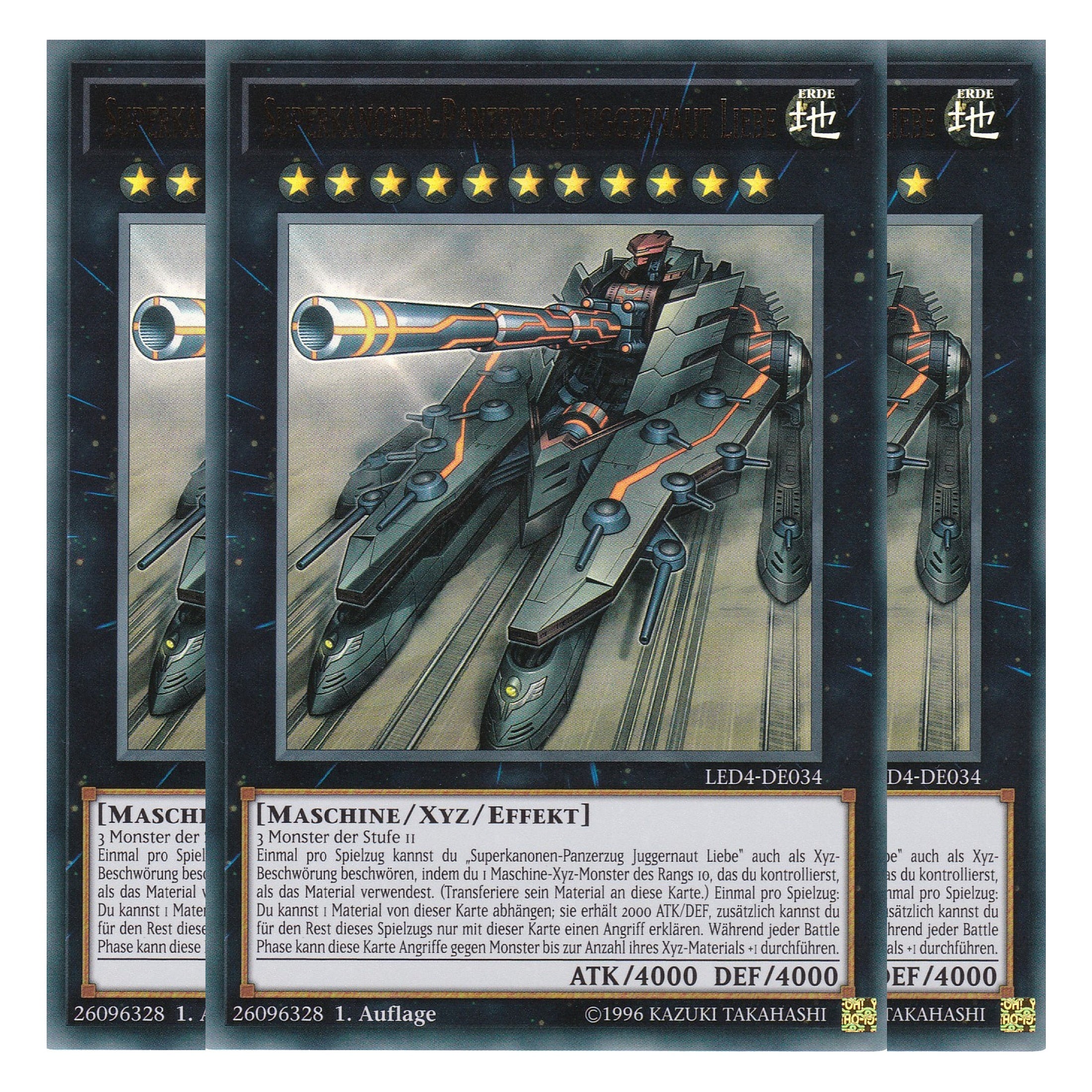 Superkanonen-Panzerzug Juggernaut Liebe - LED4-DE034 - Ultra Rare - Deutsch - 1. Auflage - Legendary Duelists: Sisters of the Rose - Playset (3 Kopien)