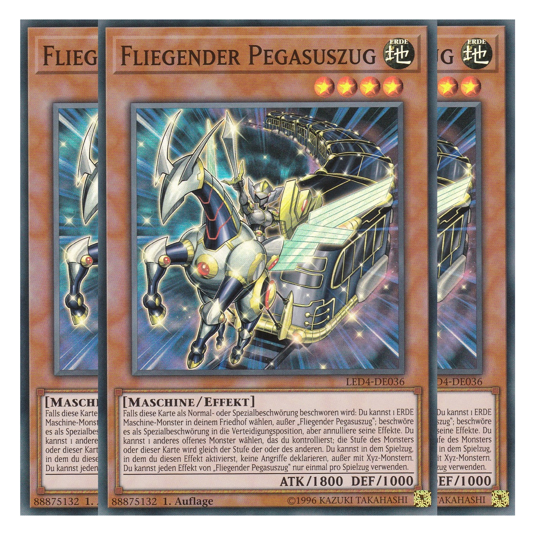 Fliegender Pegasuszug - LED4-DE036 - Super Rare - Deutsch - 1. Auflage - Legendary Duelists: Sisters of the Rose - Playset (3 Kopien)