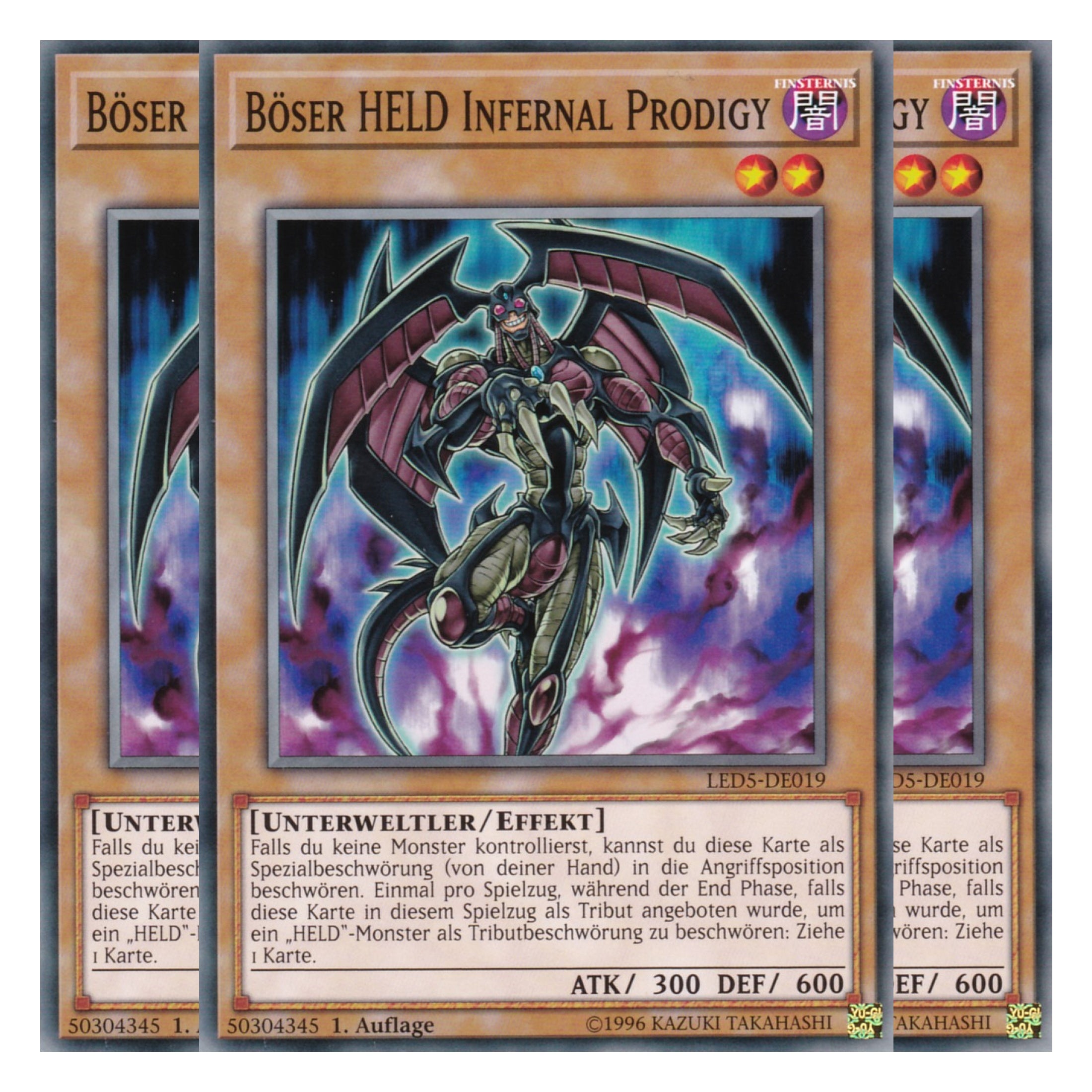 Böser Held Infernal Prodigy - LED5-DE019 - Common - Deutsch - 1. Auflage - Legendary Duelists: Immortal Destiny - Playset (3 Kopien)