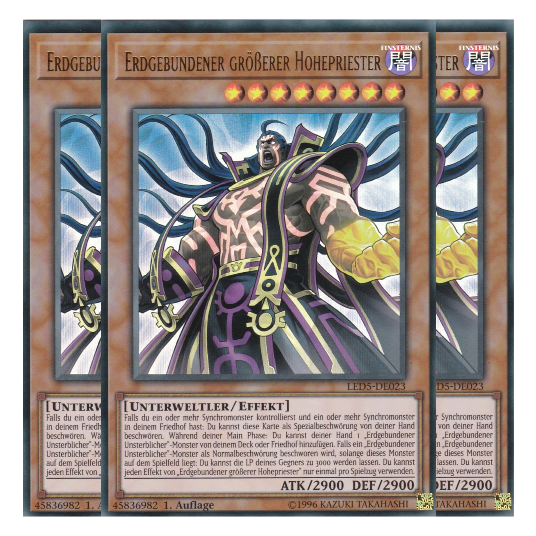 Erdgebundener größerer Hohepriester - LED5-DE023 - Ultra Rare - Deutsch - 1. Auflage - Legendary Duelists: Immortal Destiny - Playset (3 Kopien)